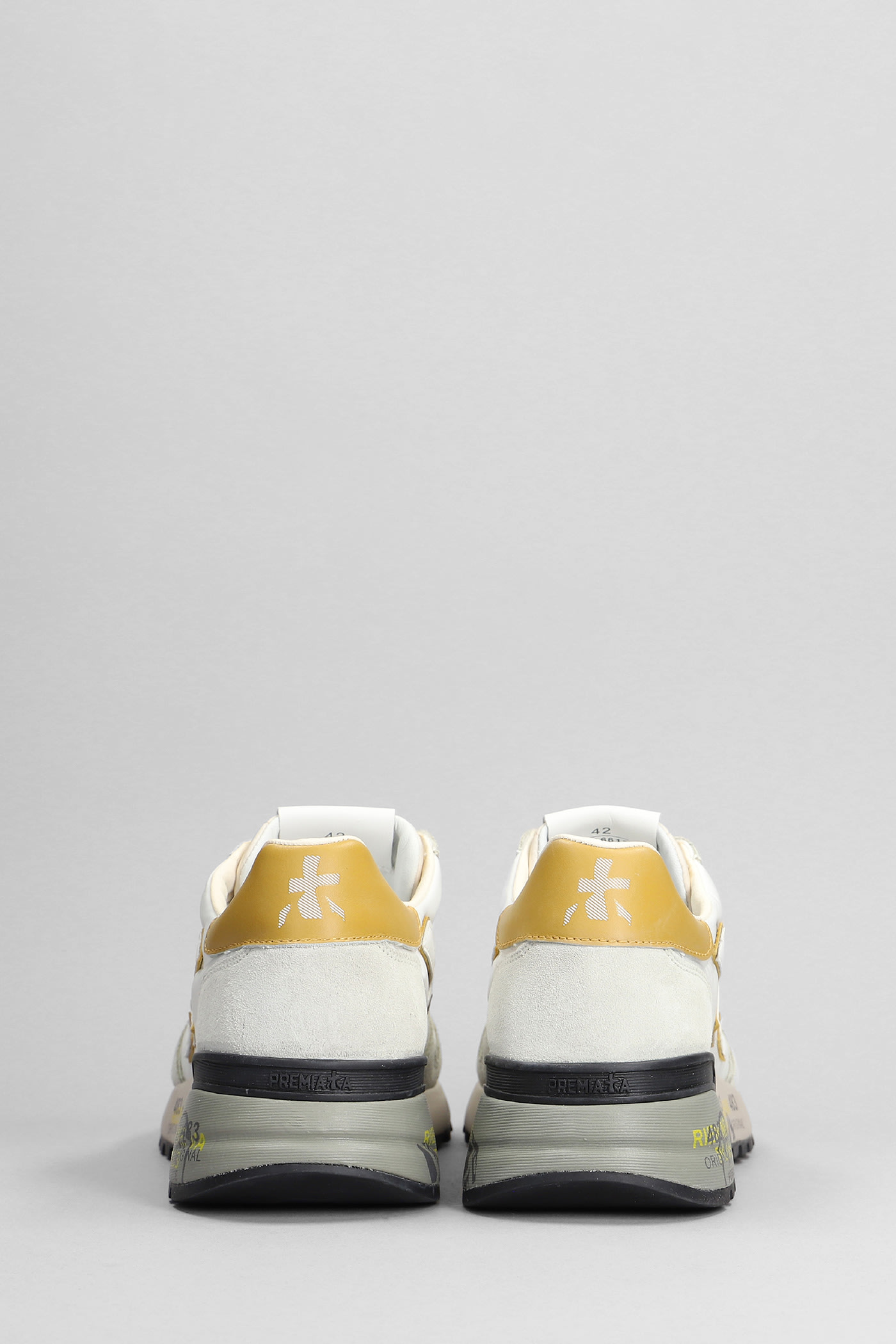 Shop Premiata Mick Sneakers In White Suede And Fabric