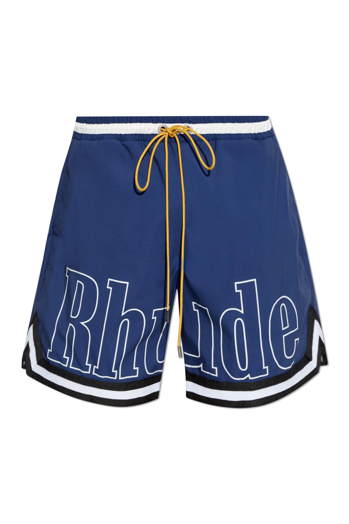 Shop Rhude Logo Shorts In Blu