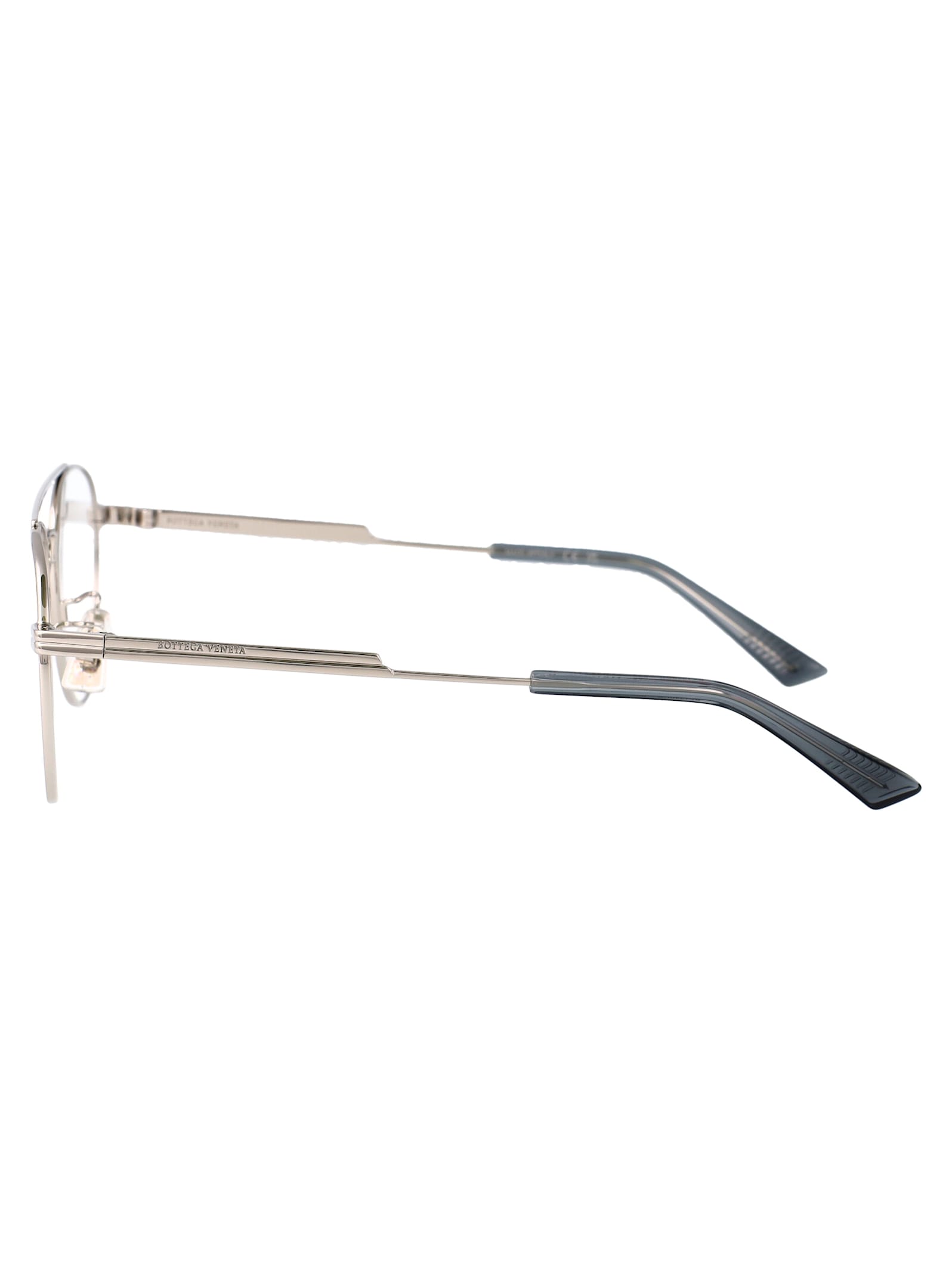 Bottega Veneta Silver Metal Optical Glasses In Metallic