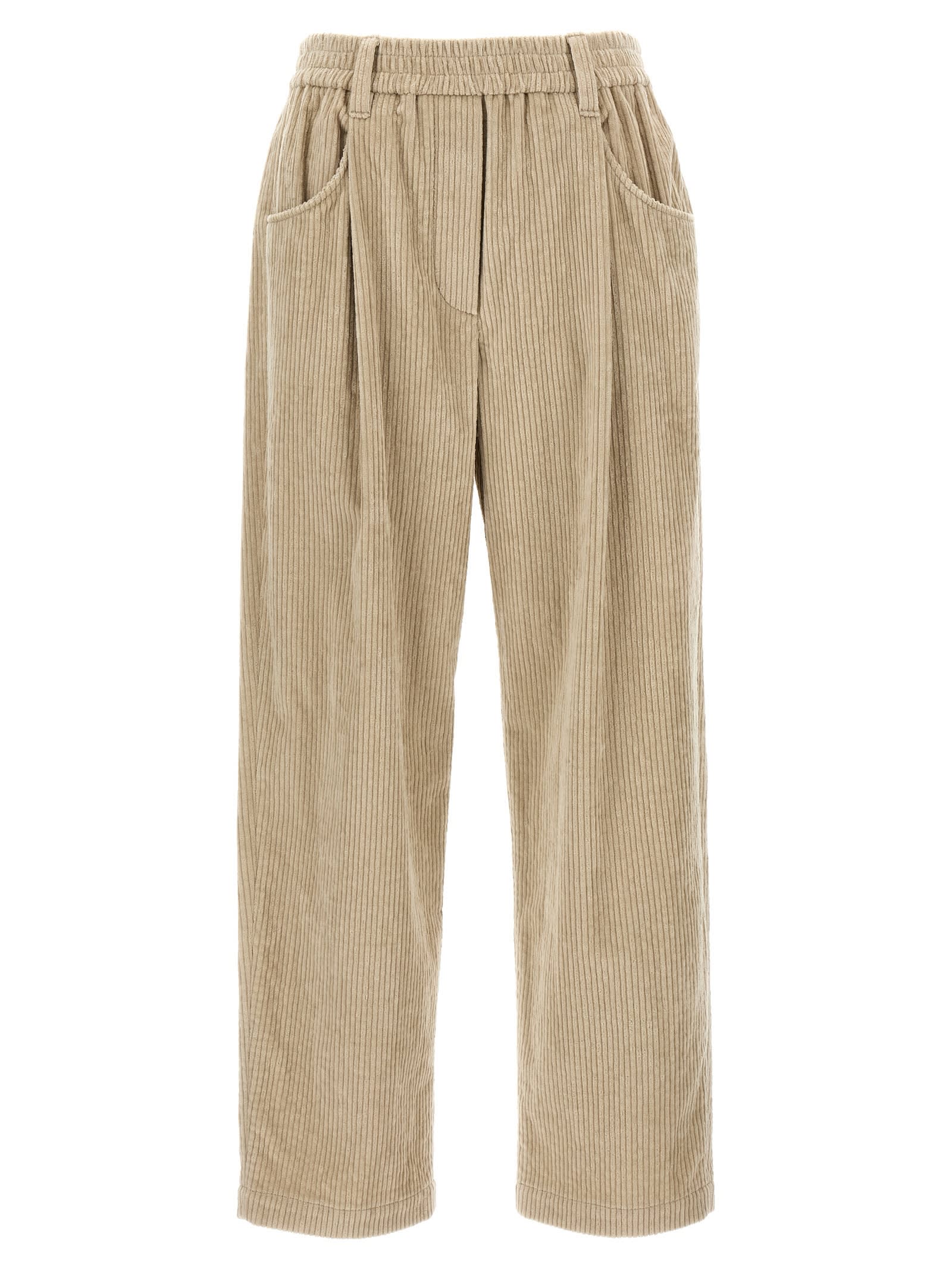 Shop Brunello Cucinelli Corduroy Trousers In Beige