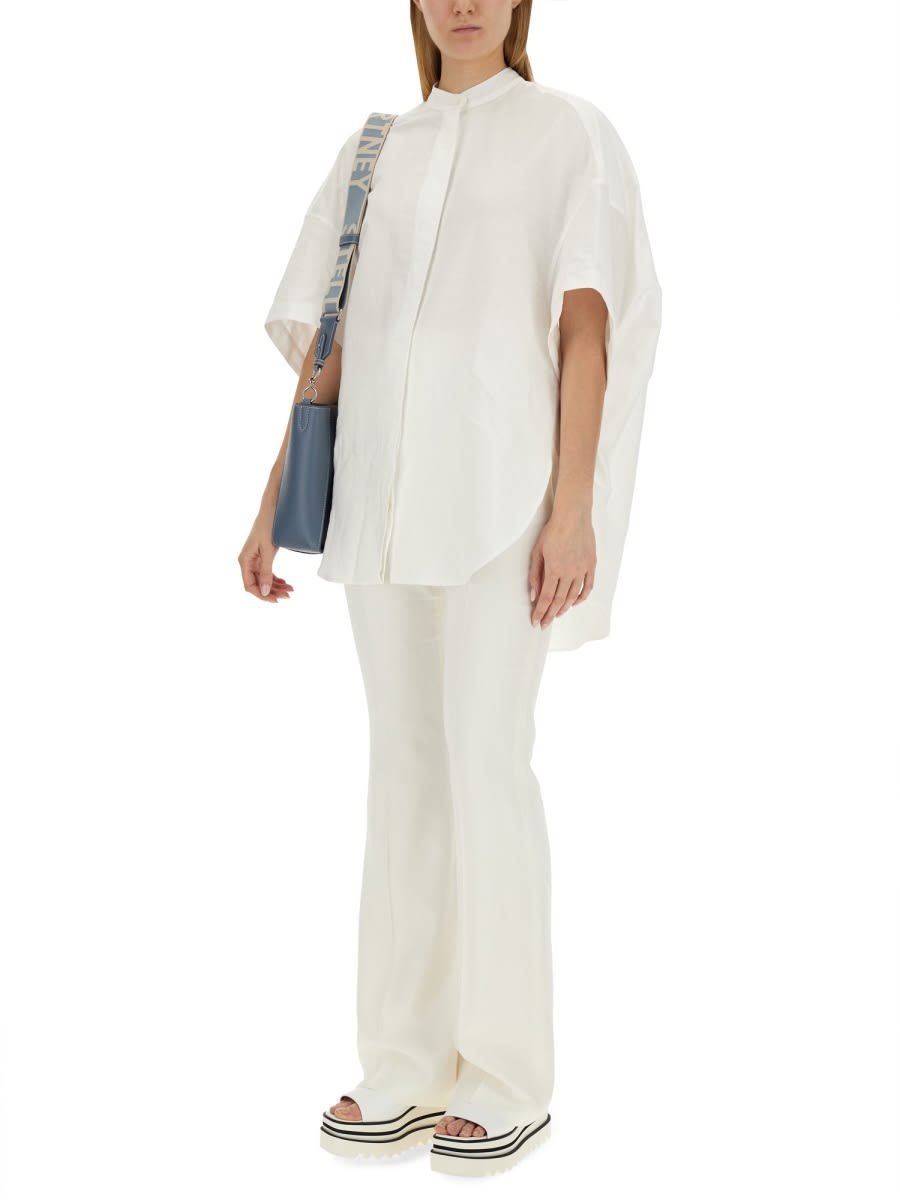 Stella Mccartney Relaxed Fit Short Sleeve Shirt With Slits In White