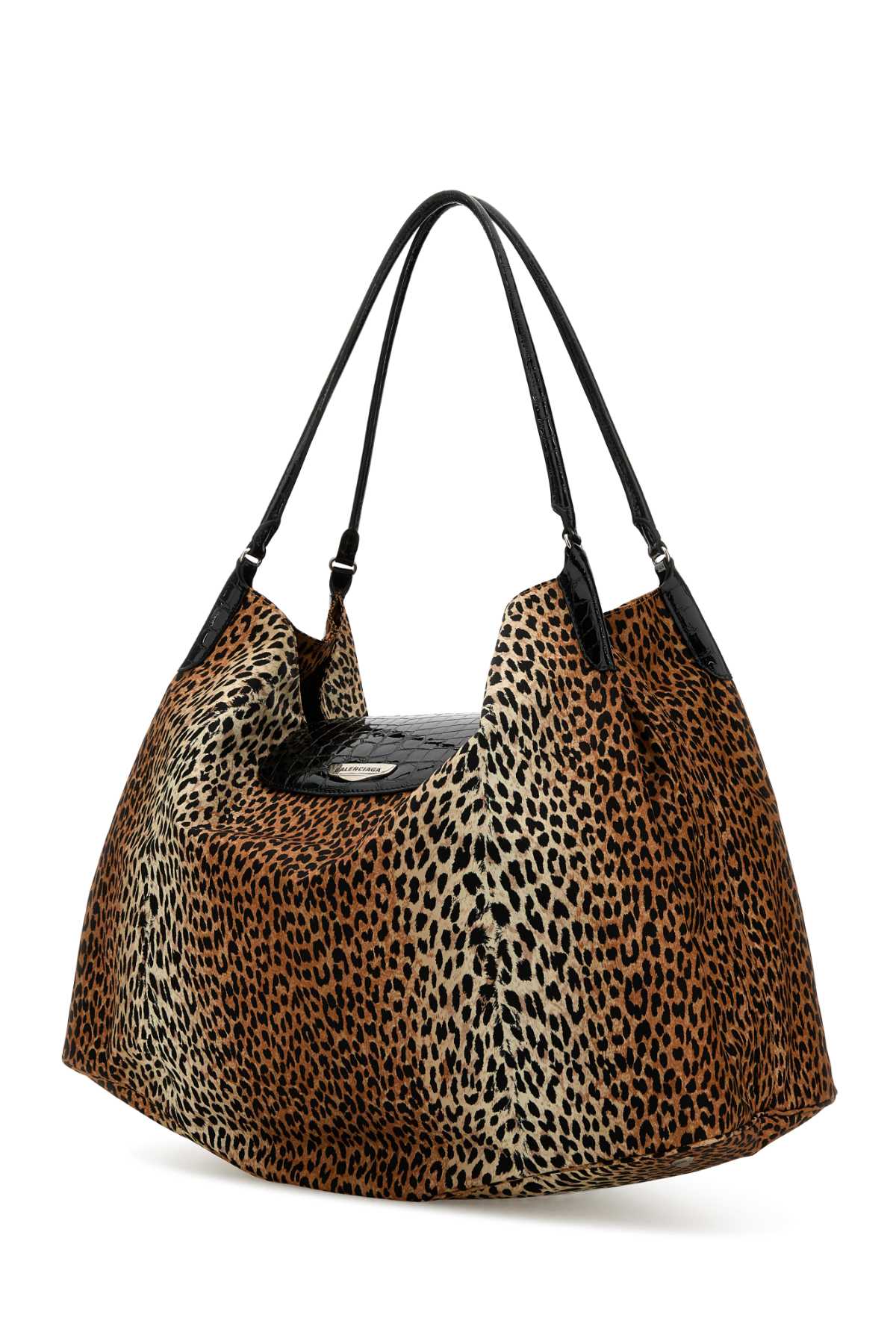 Shop Balenciaga Printed Nylon Large Genã¨ve Shopping Bag In Leopardblack