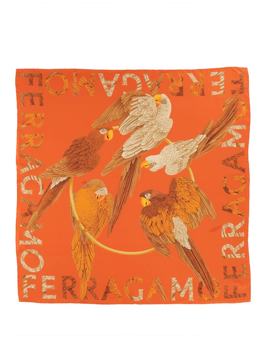 Shop Ferragamo Silk Scarf In Orange