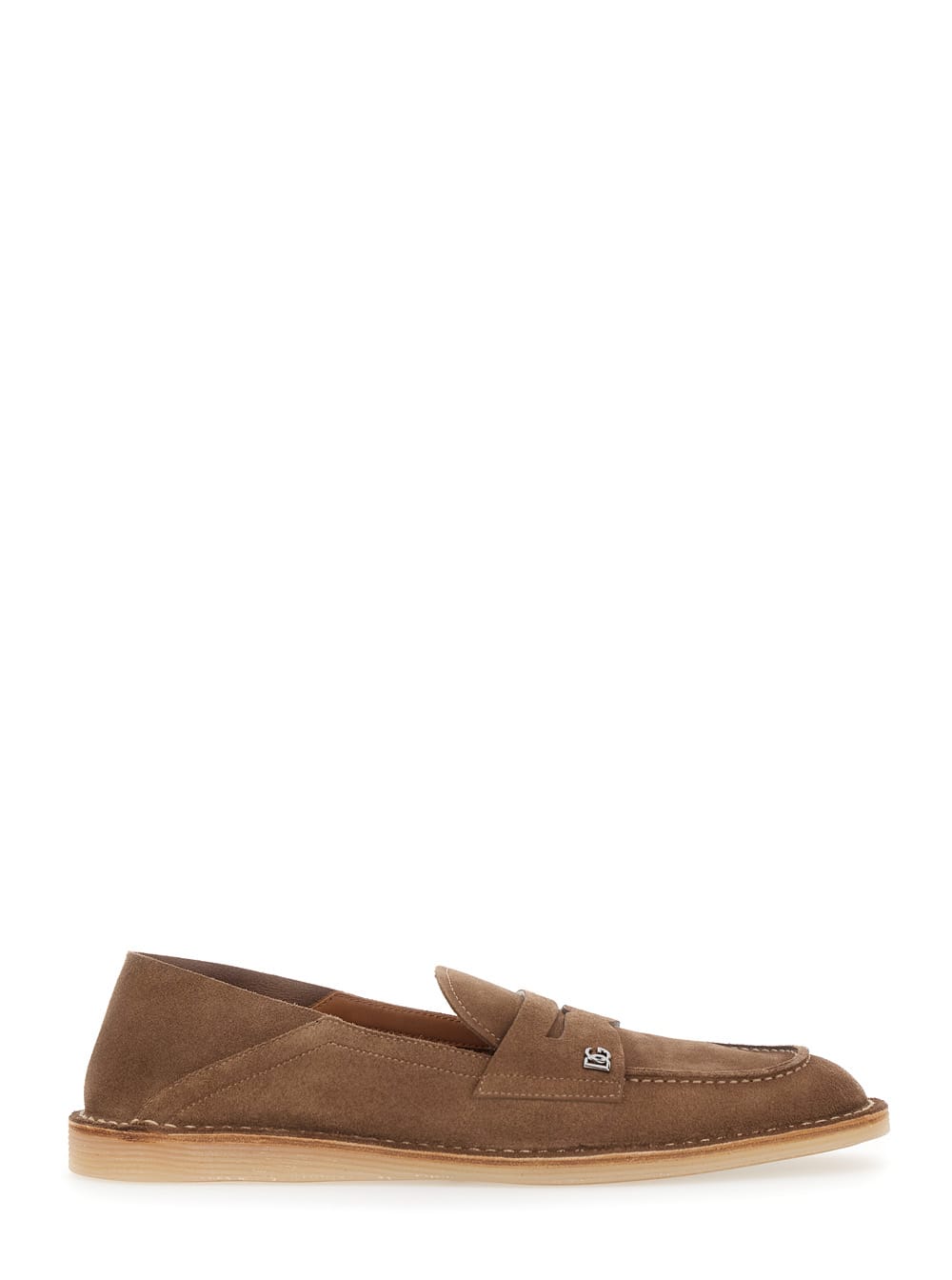 Dolce & Gabbana florio Brown Loafers With Dg Logo Detail On The Side In Suede Man