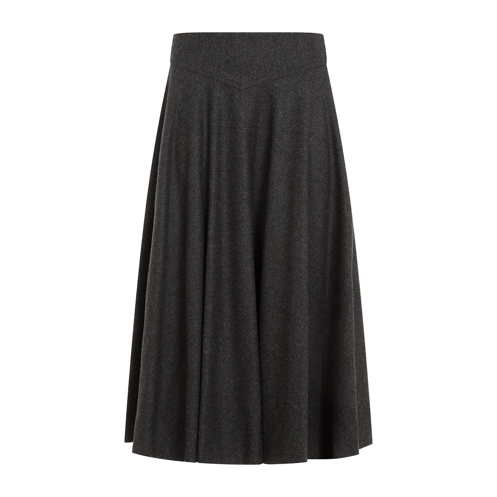 Shop Ralph Lauren Jannine Midi Wool Skirt In Medium Grey