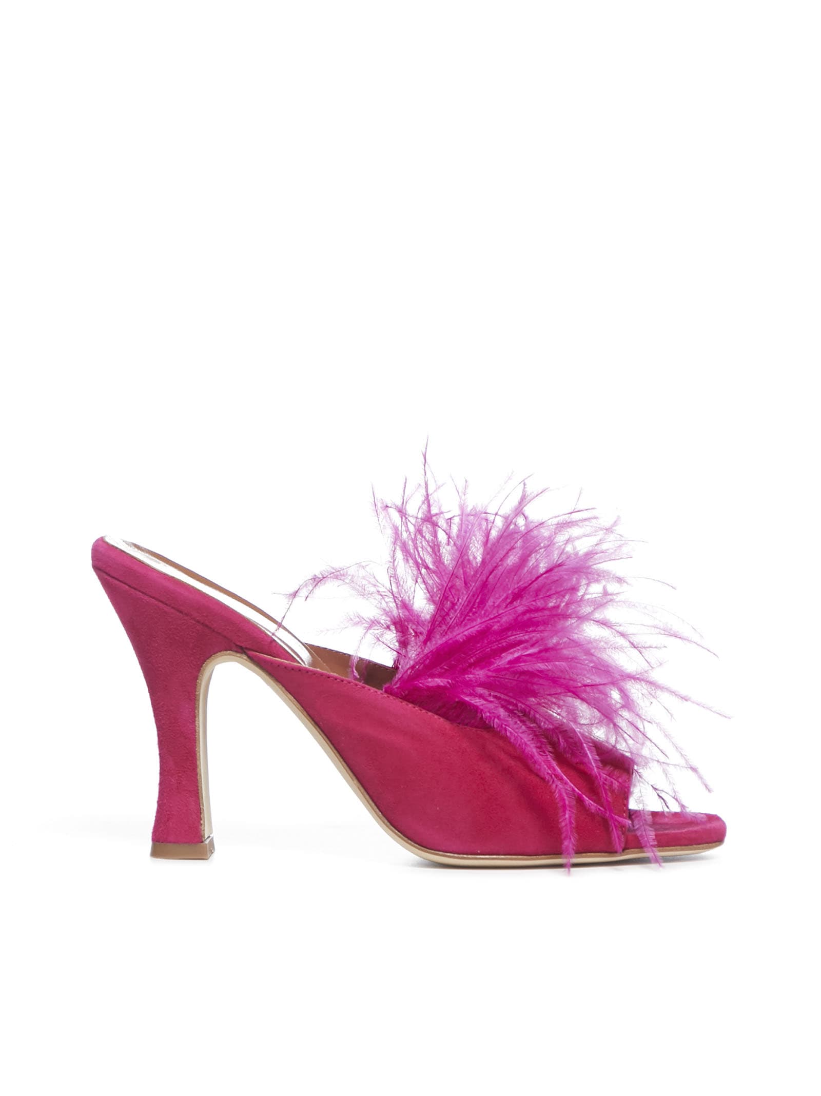 PARIS TEXAS FEATHERS EMBELLISHED SUEDE MULES,11210359