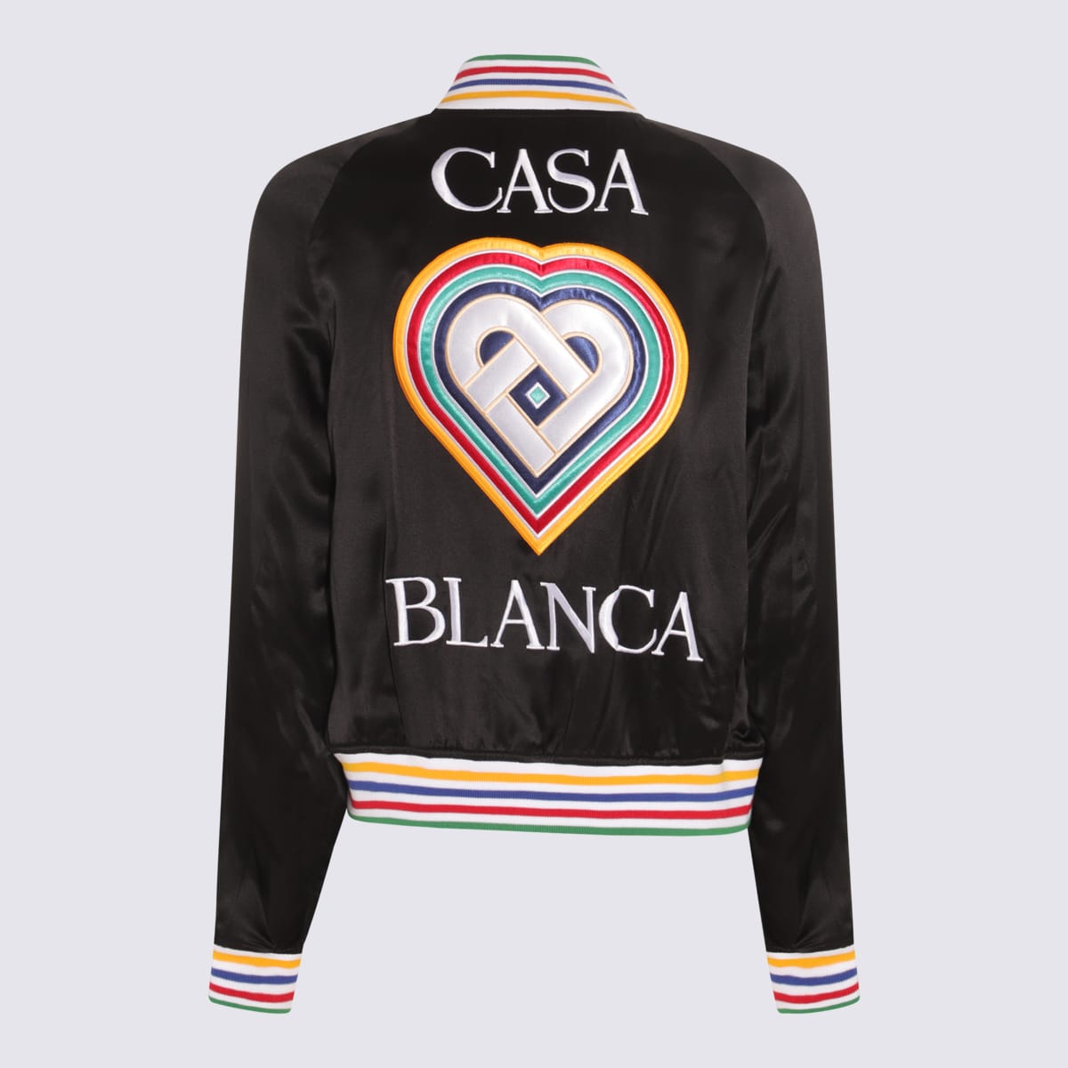 Shop Casablanca Black Multicolor Silk Casual Jacket In Black/multi