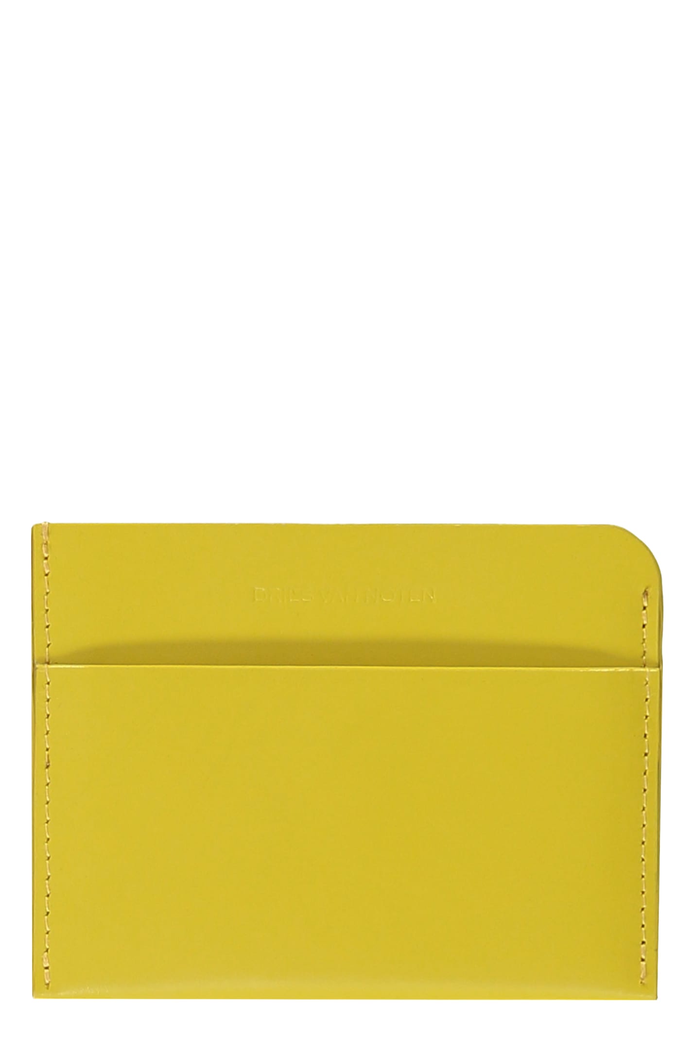 Shop Dries Van Noten Logo Detail Leather Card Holder In Yellow