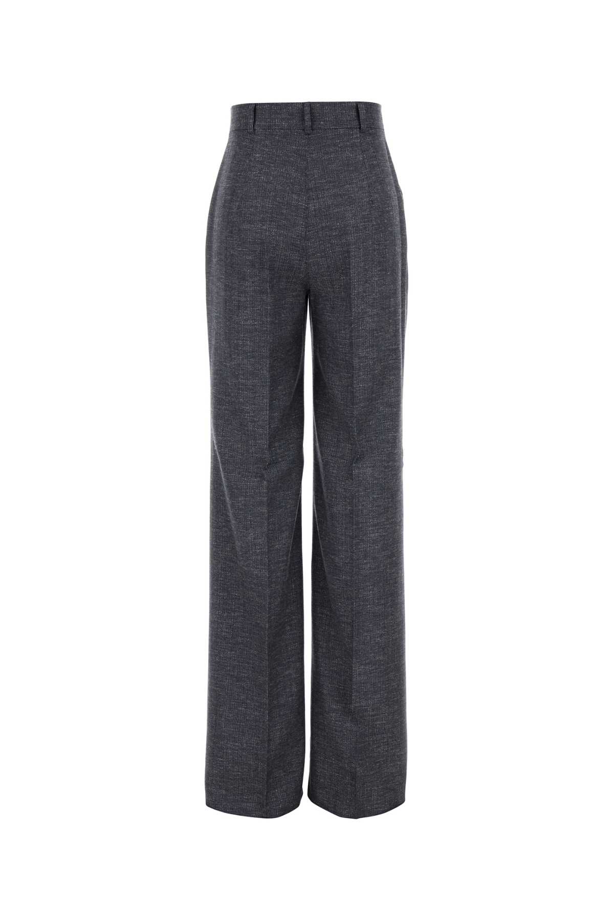 Max Mara Studio Melange Blue Wool Blend Eziana Pant In Multi