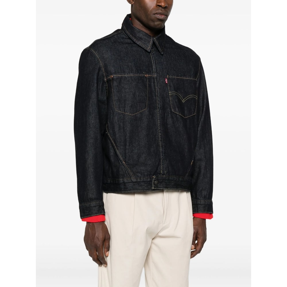 Levi's Zip-front Patch-pockets Denim Jacket In Blue