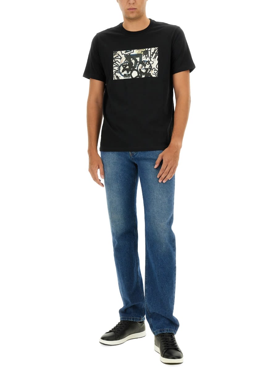 Shop Ps By Paul Smith T-shirt With Print In Black