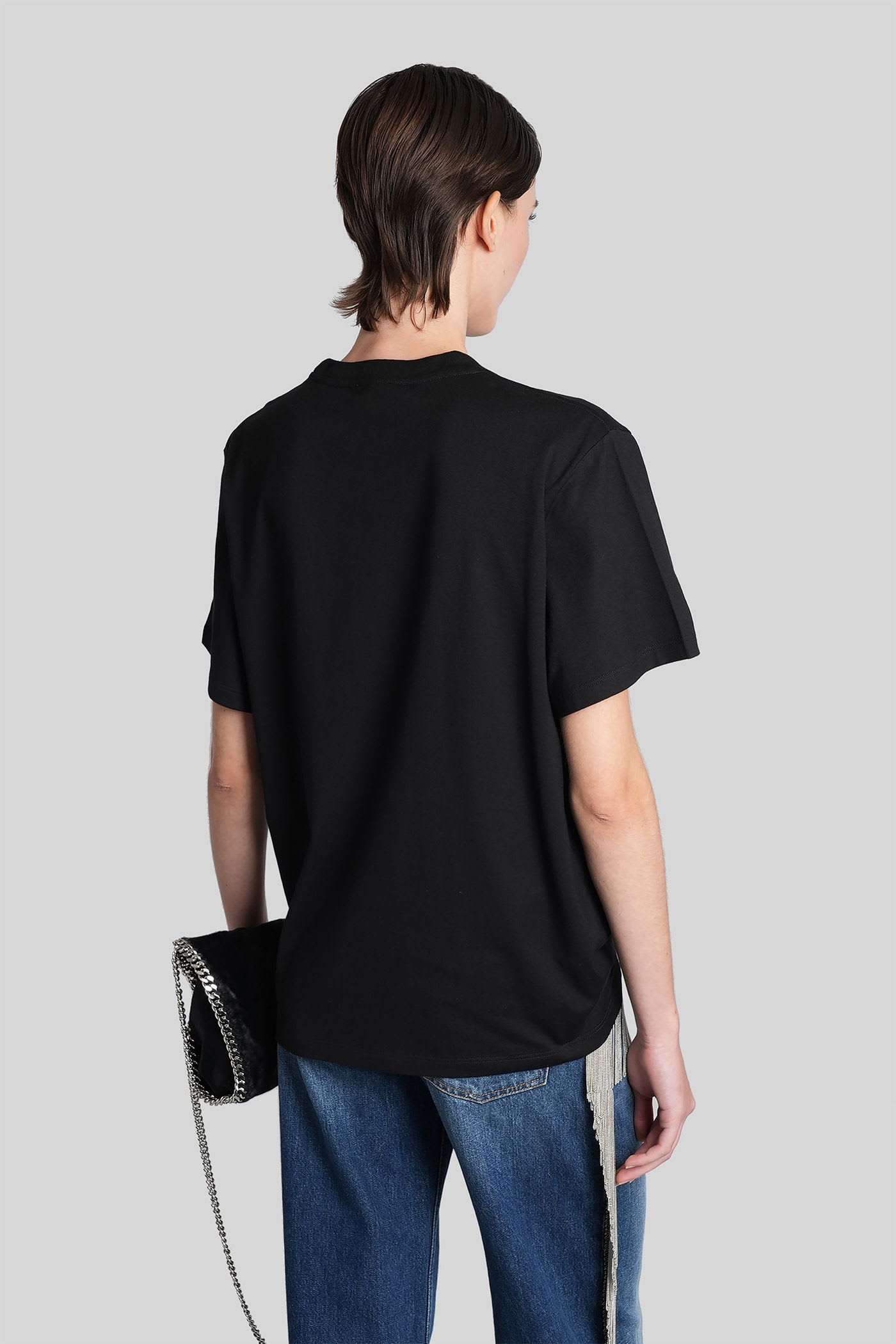 Stella Mccartney Logo T-shirt With Embroidery And Round Neck In Black