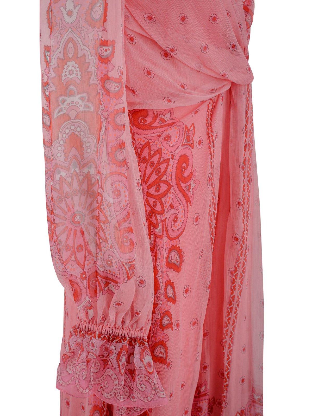 Etro Printed Twisted Silk Maxi Dress