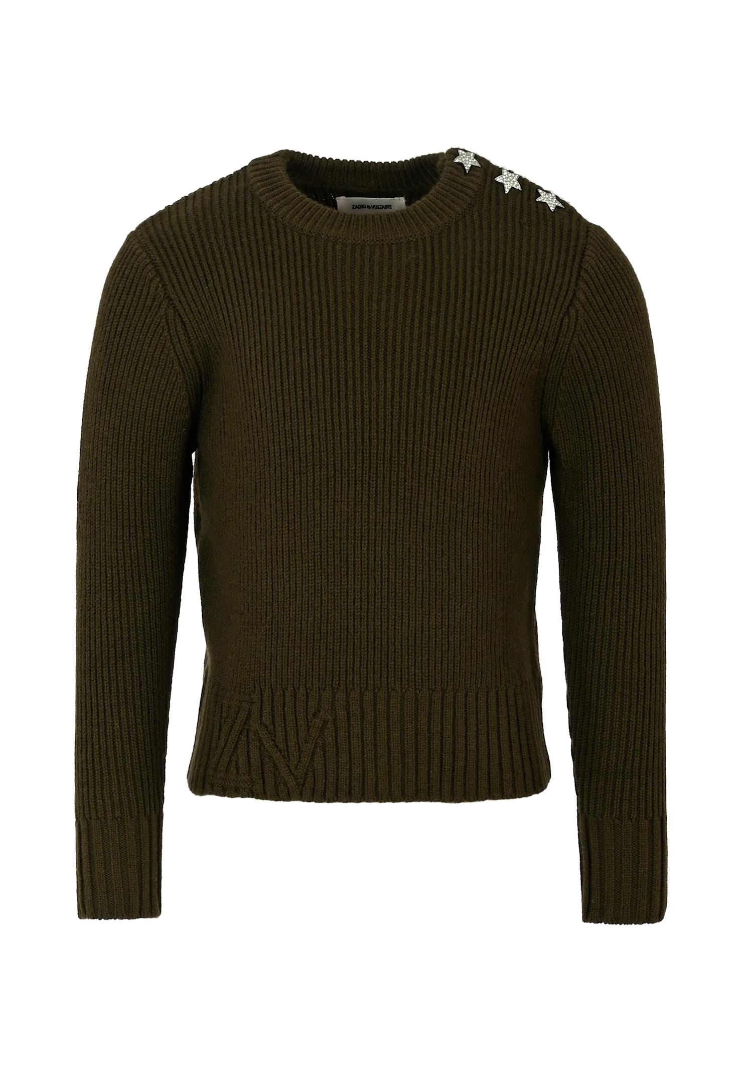Zadig & Voltaire Green Sweater For Girl With Stars In Green