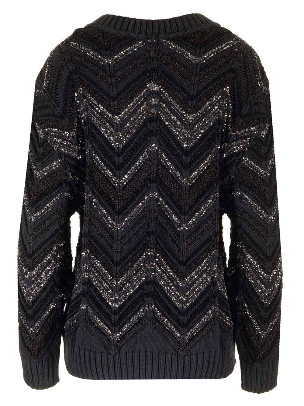 Shop Missoni Zig Zag Oversized Knit Jumper In Black