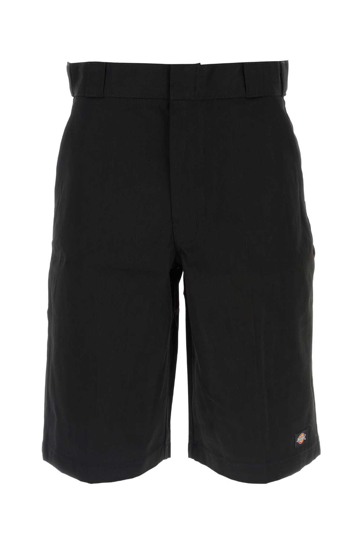 Black Polyester Blend Bermuda Shorts