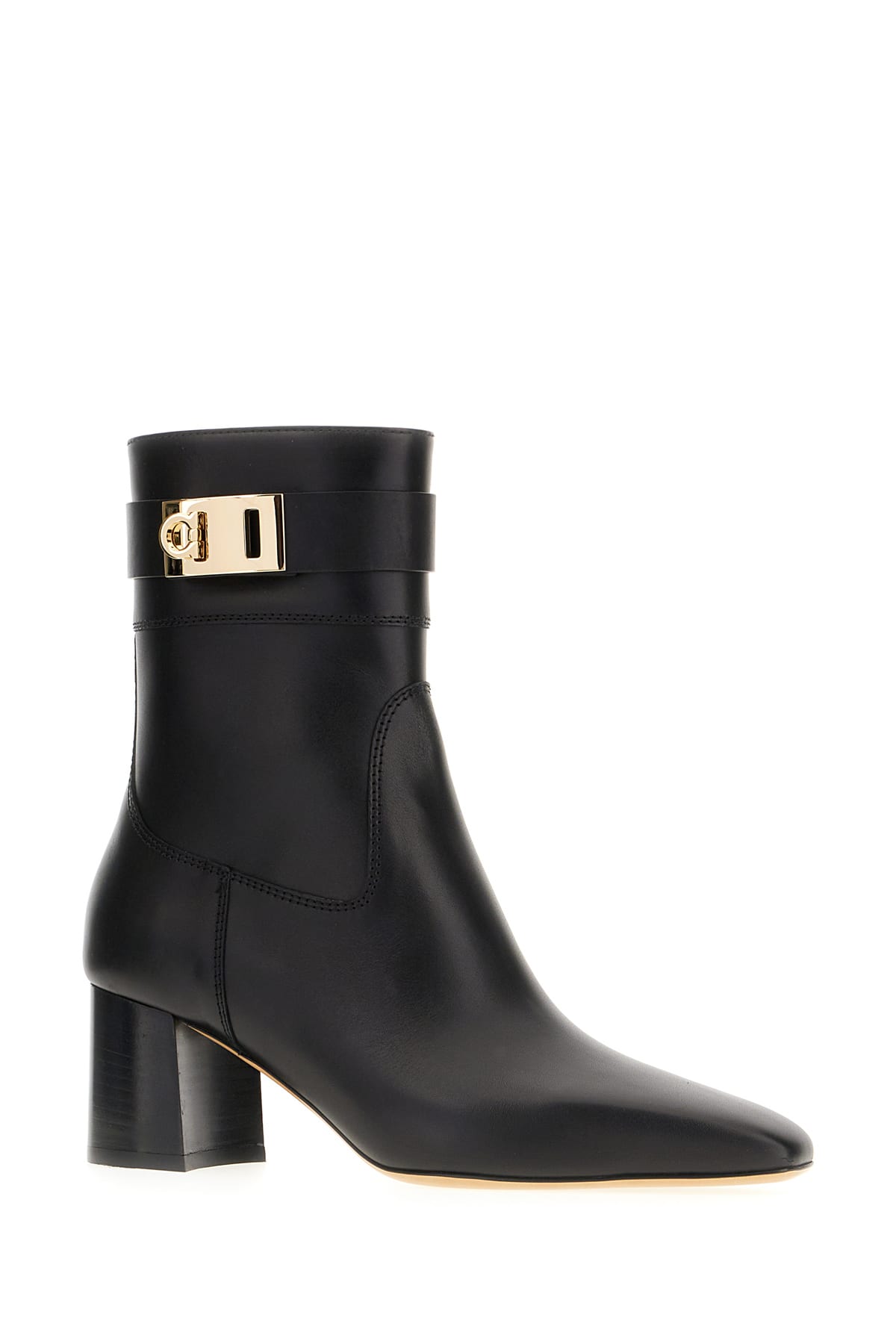 Shop Ferragamo Black Leather Boots In Nero