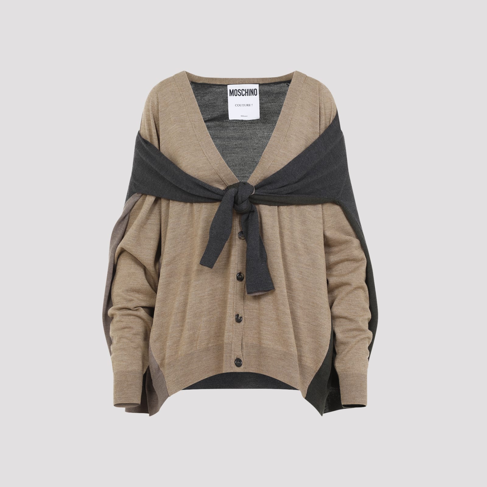 Shop Moschino Cardigan In Beige