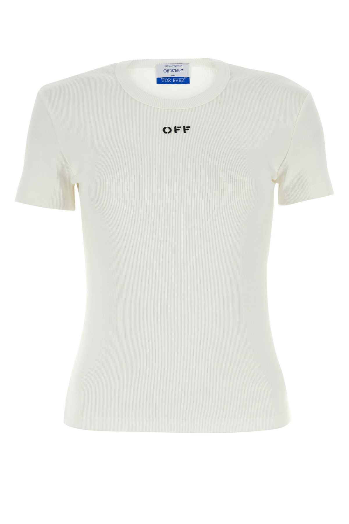 Shop Off-white White Stretch Cotton T-shirt In Whiteblack