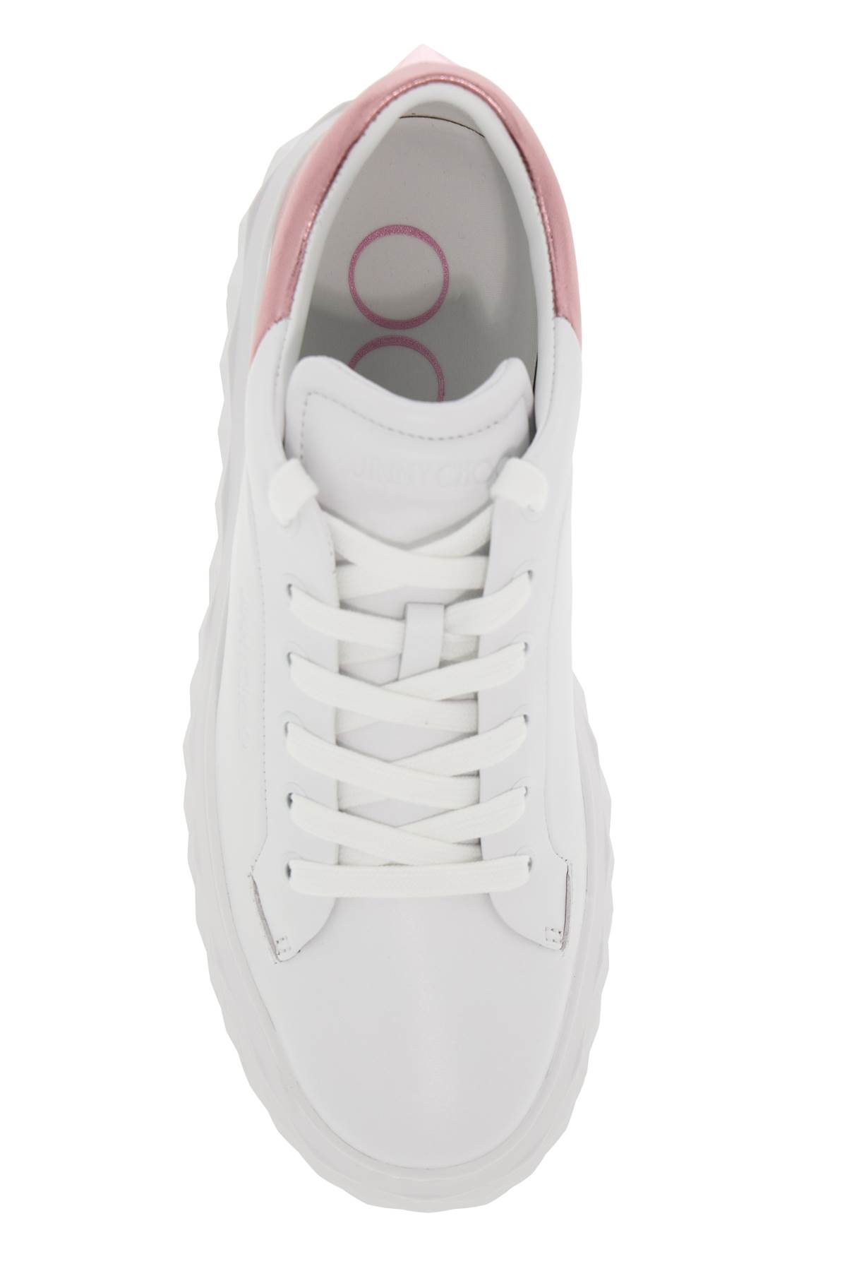 Shop Jimmy Choo Diamond Maxi/f Ii Sneakers In V White Pink Sherbet (white)