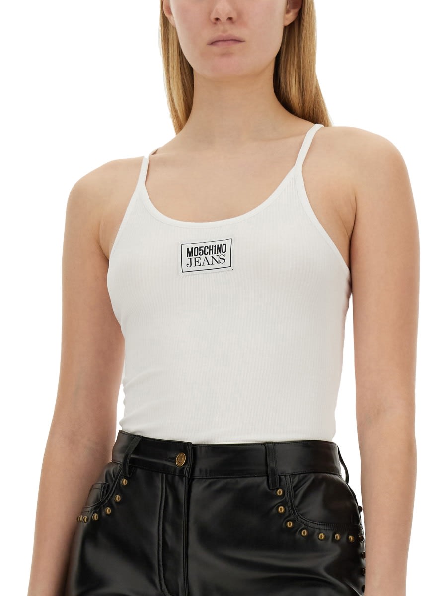 Shop M05ch1n0 Jeans Tops With Logo In White
