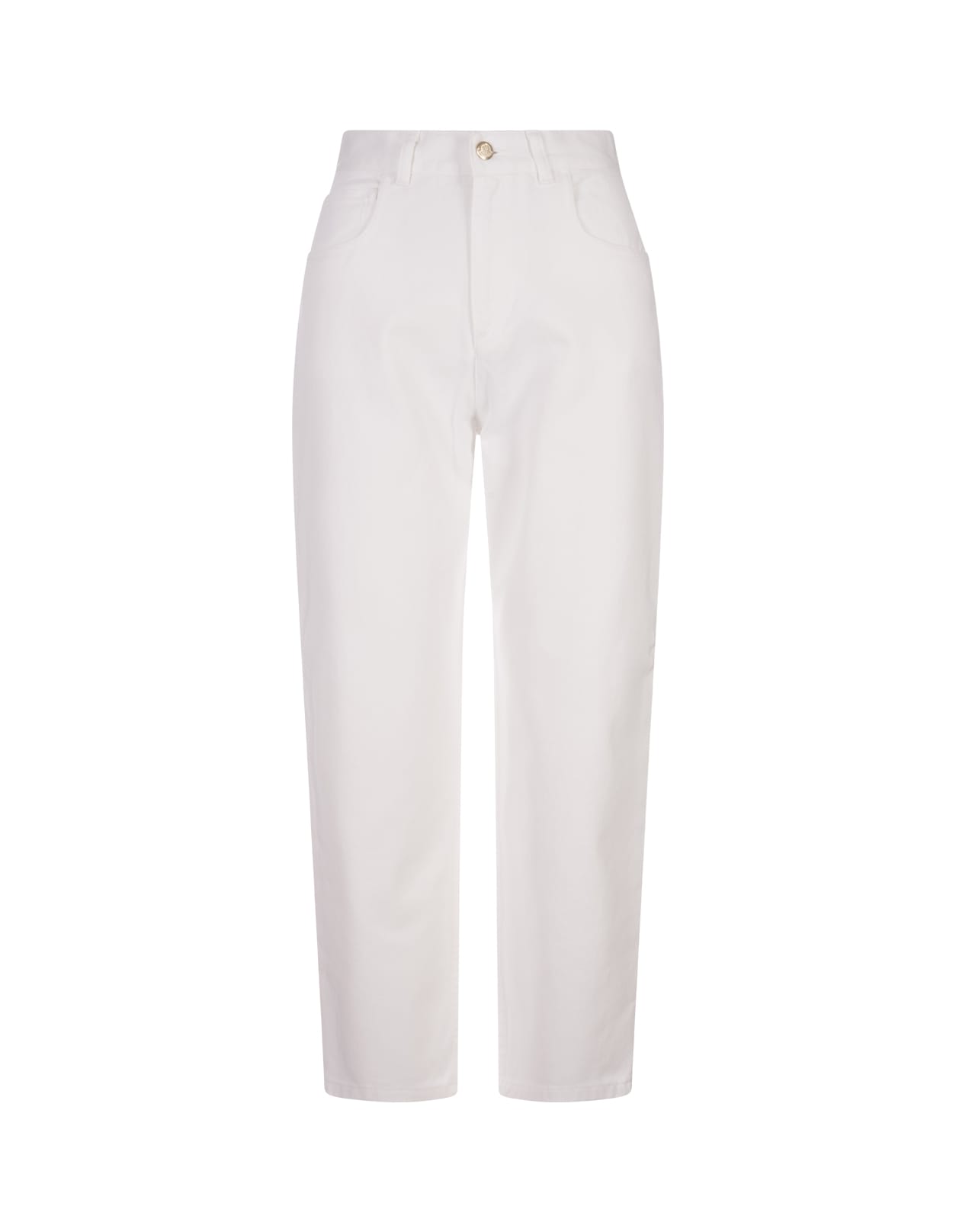 Moncler White Bull Vintage Cotton Short Jeans