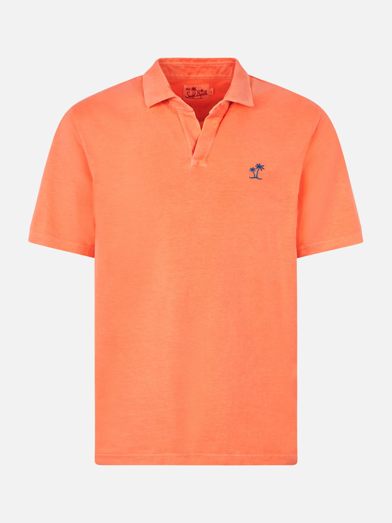 Shop Mc2 Saint Barth Man Orange Cotton Jersey Polo In Fluo