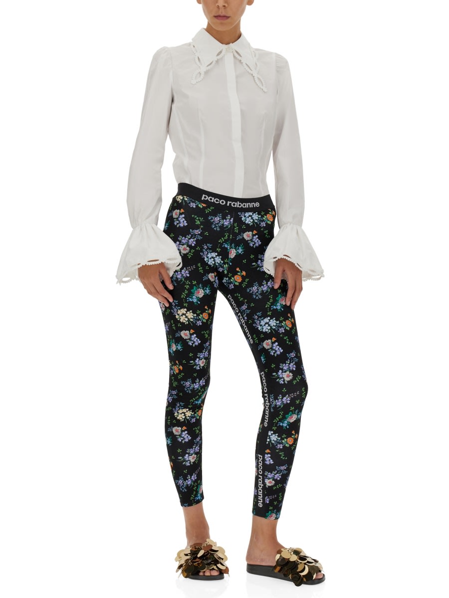 Shop Rabanne Leggings With Logoed Band In Multicolour