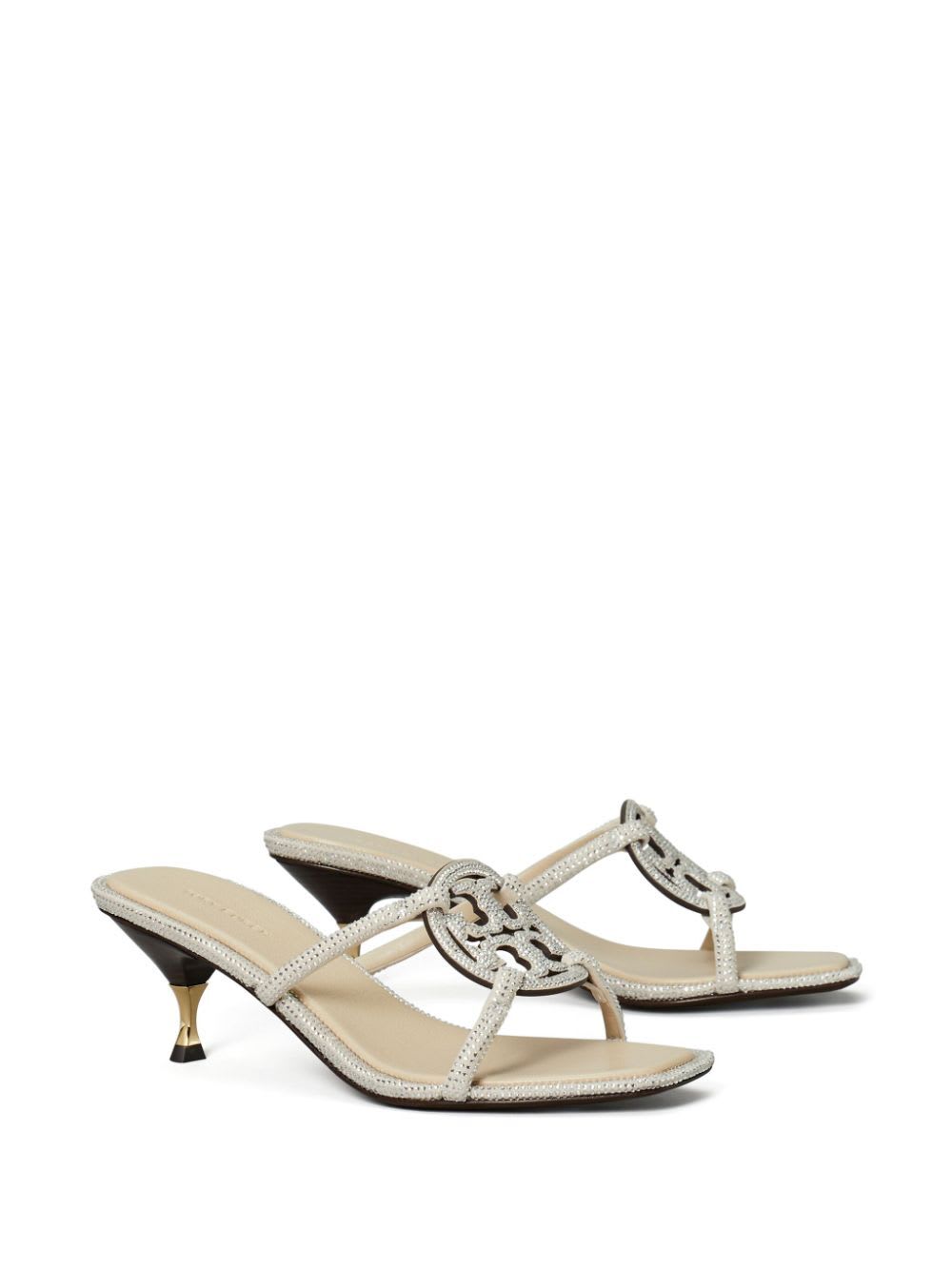 Shop Tory Burch Pave Geo Bombe Miller Low Heel Sandal In Stone Gray