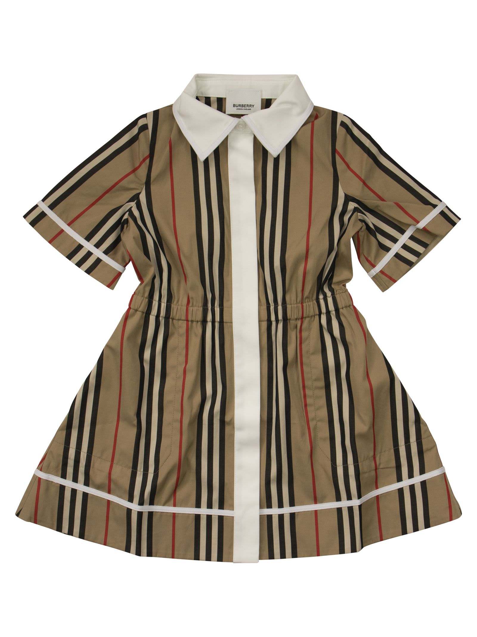 Burberry Alexandra - Short-sleeved Cotton Dress With Iconic Stripe Pattern