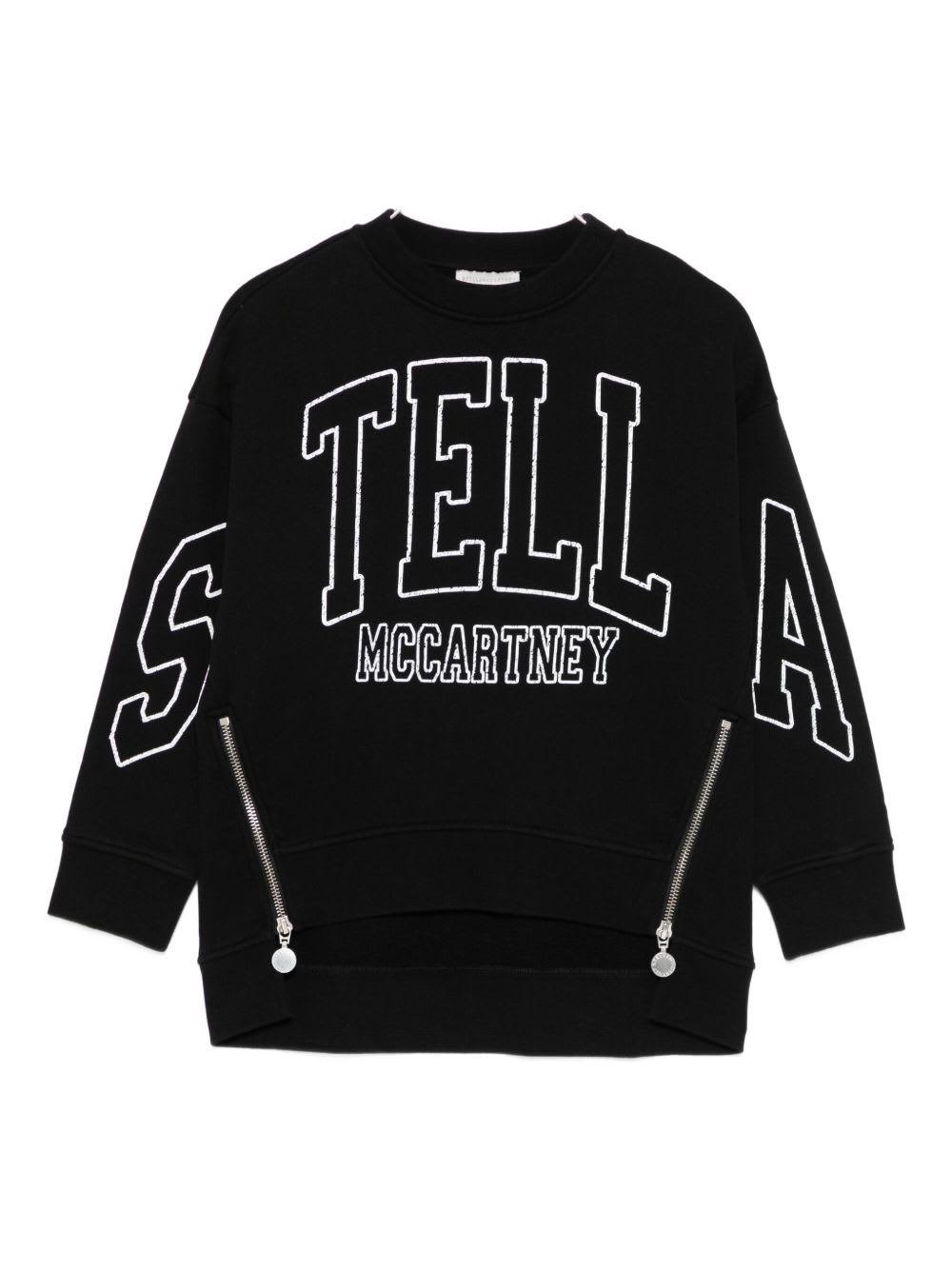 Stella Mccartney Kids Black Cotton Long-sleeved Crewneck Sweatshirt In Black