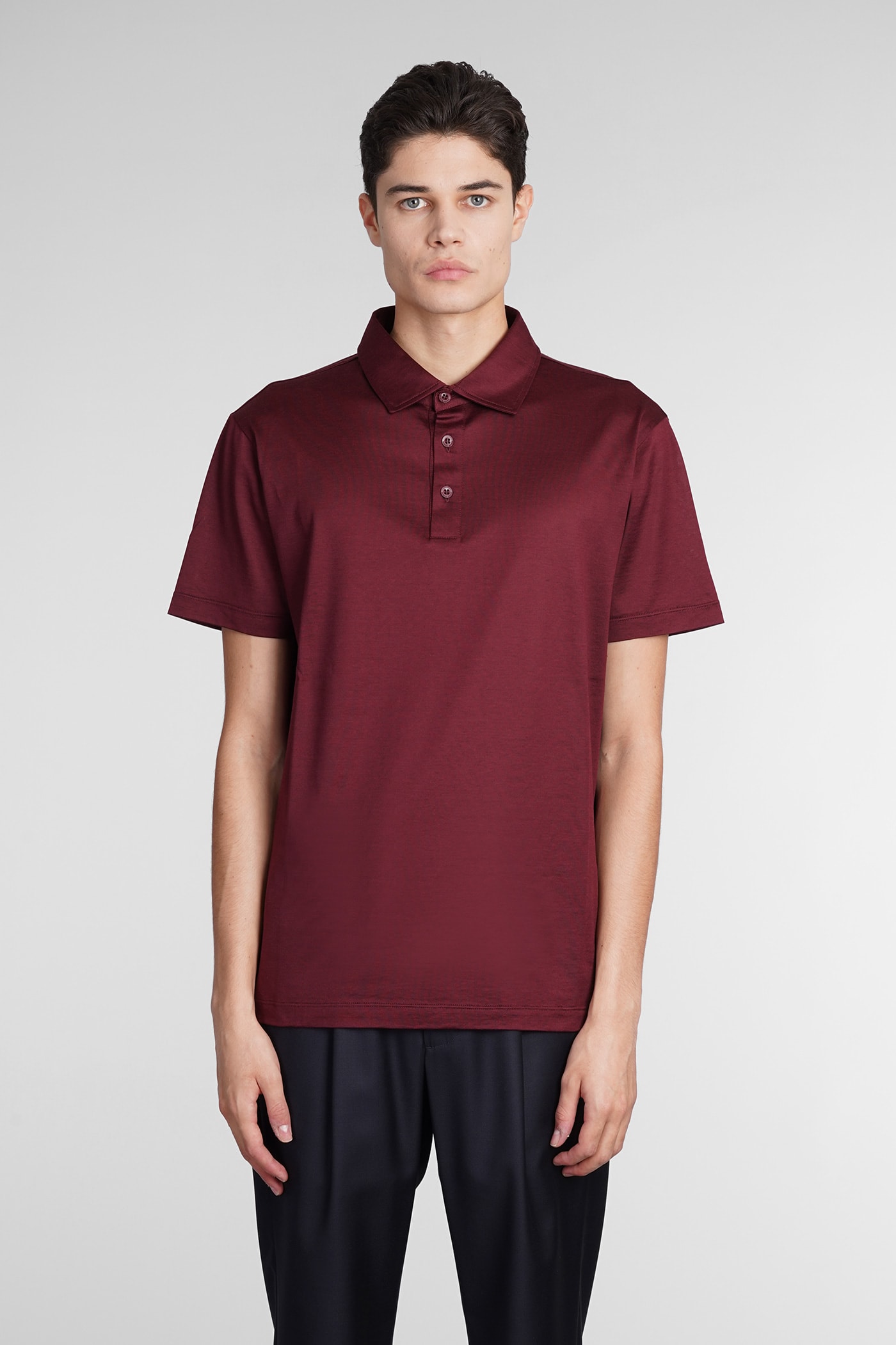 GIORGIO ARMANI POLO IN BORDEAUX SILK