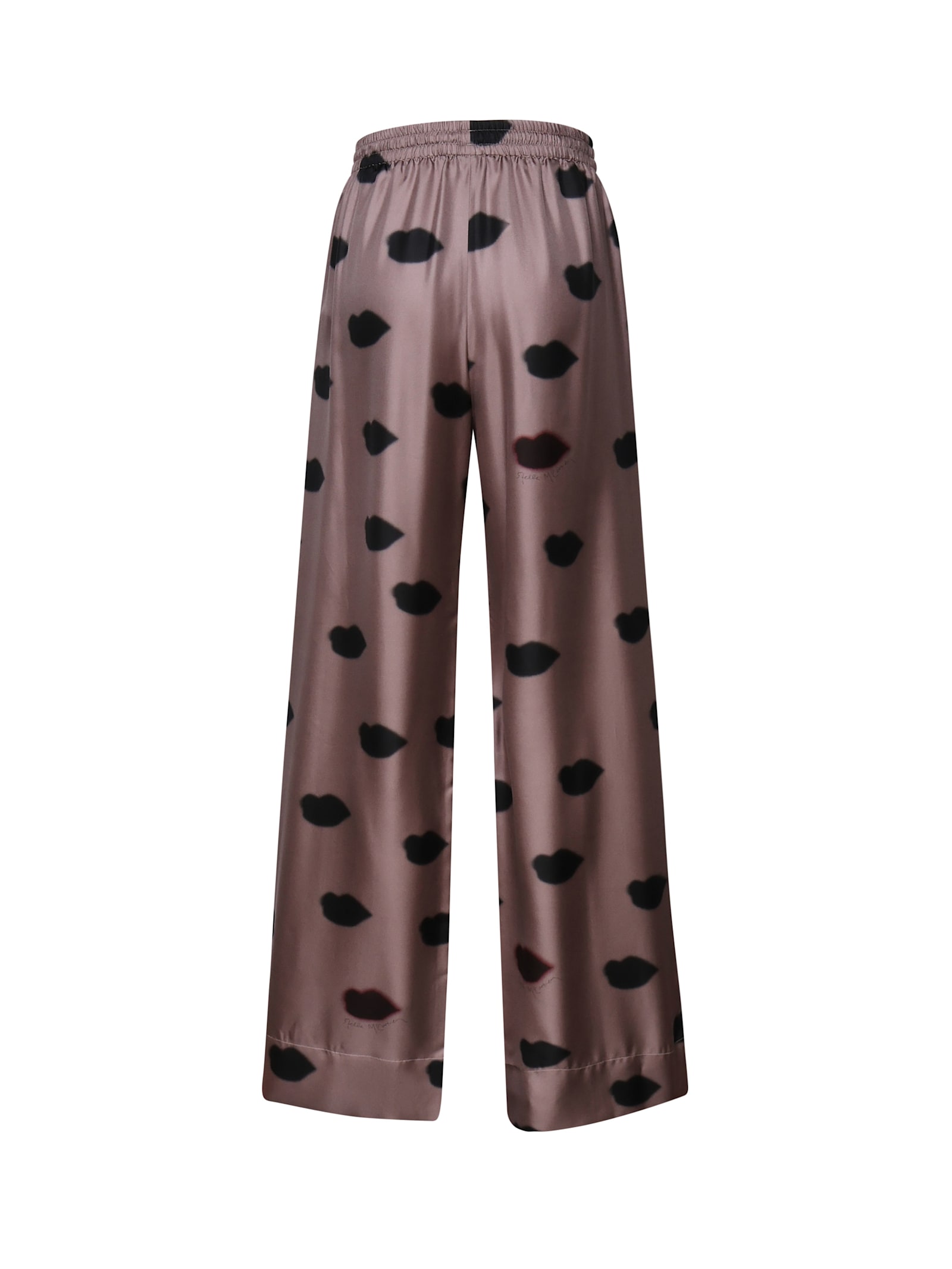 Shop Stella Mccartney Lips Trousers With Elastic Waist In Brown