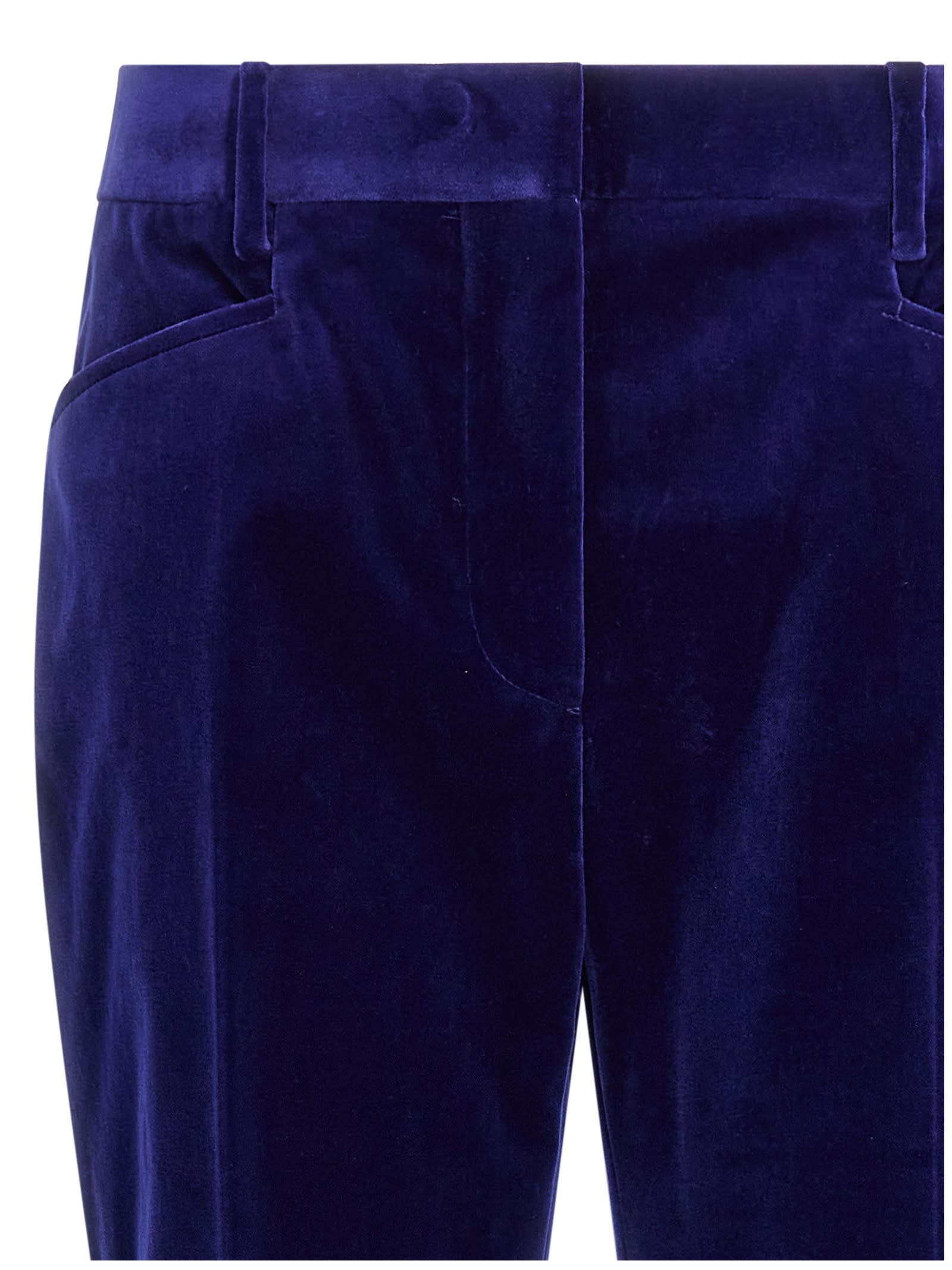 Tom Ford Luxe Velvet Trousers With Pockets And Loops In Blue