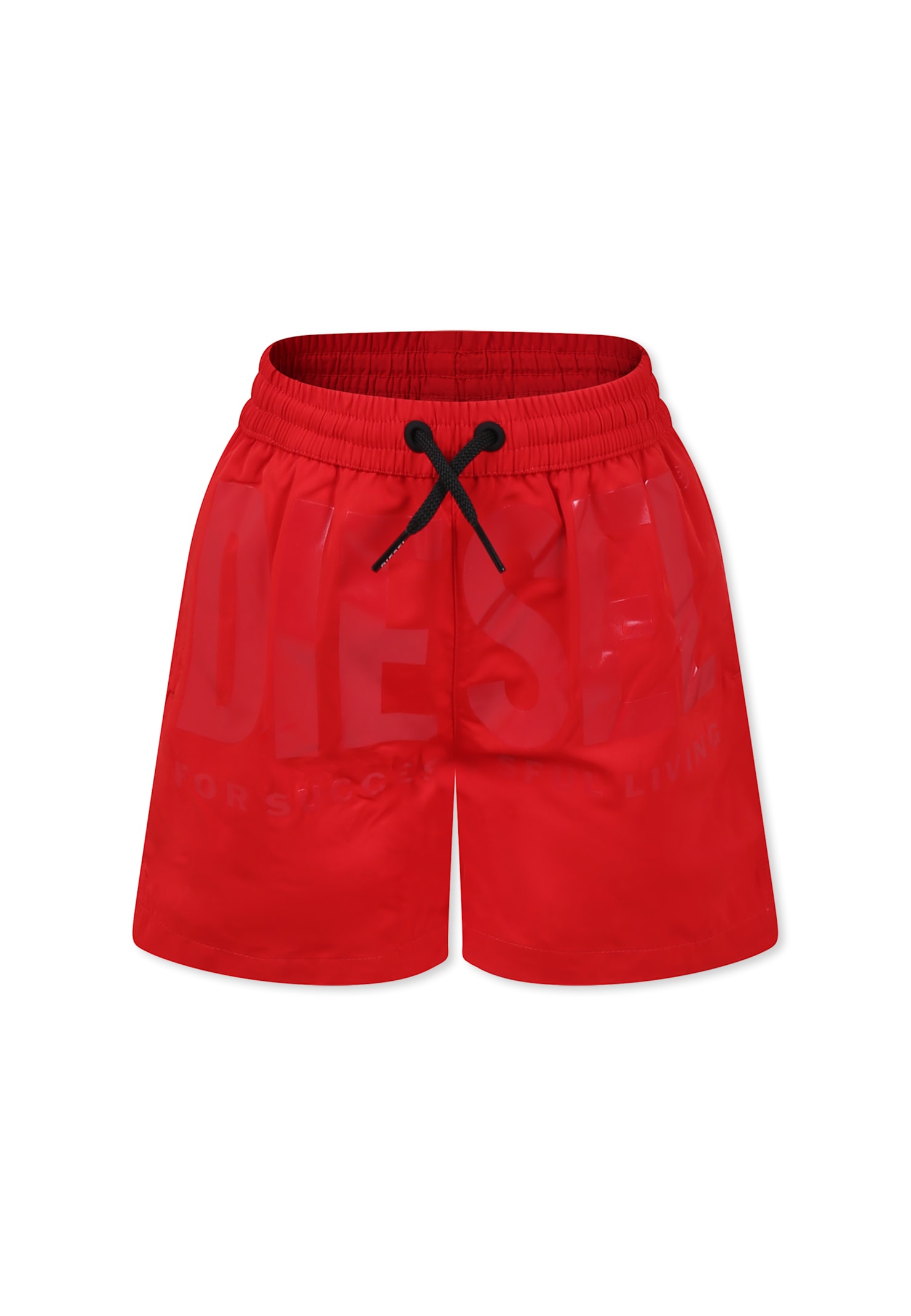Diesel Red Swim Shorts For Boy With Logo In Red