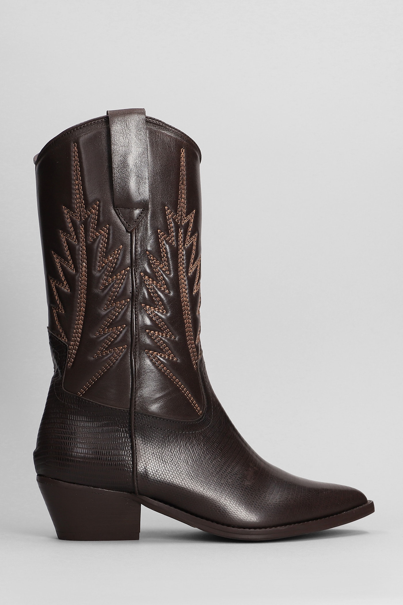Texan Boots In Dark Brown Suede And Leather