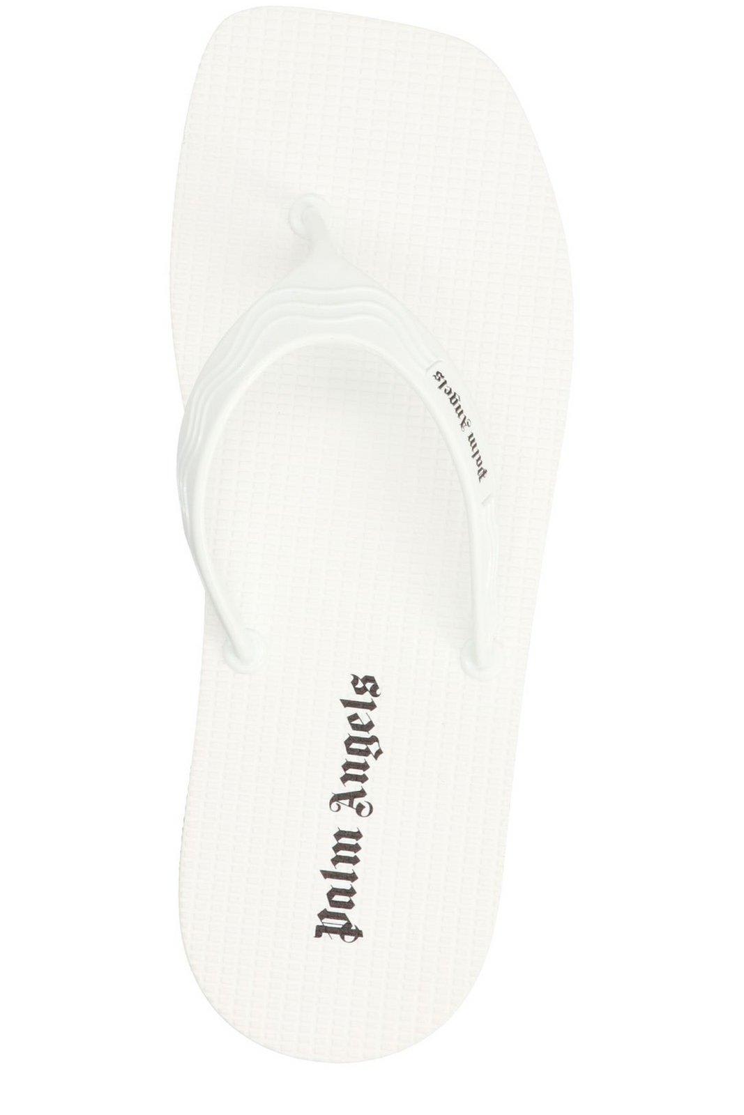 Shop Palm Angels Logo Printed Flop Flips In White