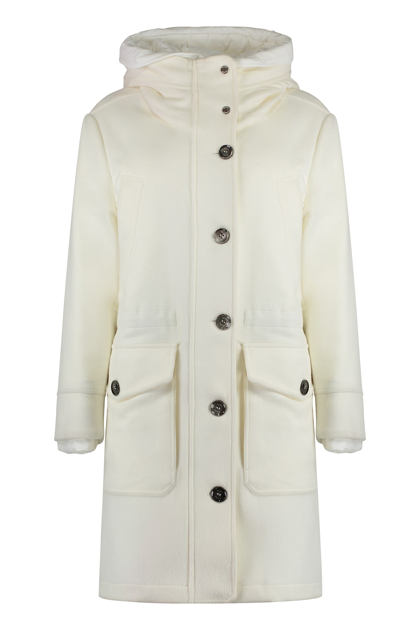 Moorer Megeve Single-breasted Coat In Fabric In Neutral