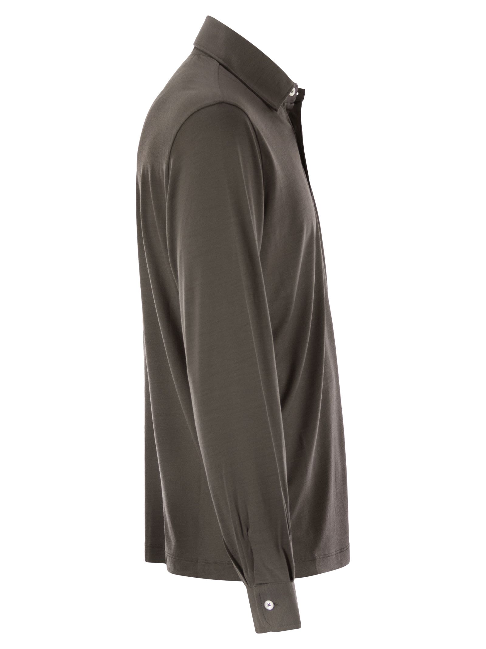 Herno Men Resort Polo Shirt In Soft Wool Knit In Gray