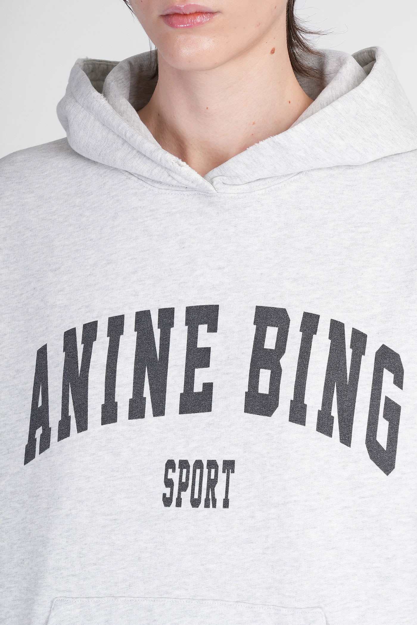 Anine Bing Harvey Sweatshirt In Grey Cotton In White