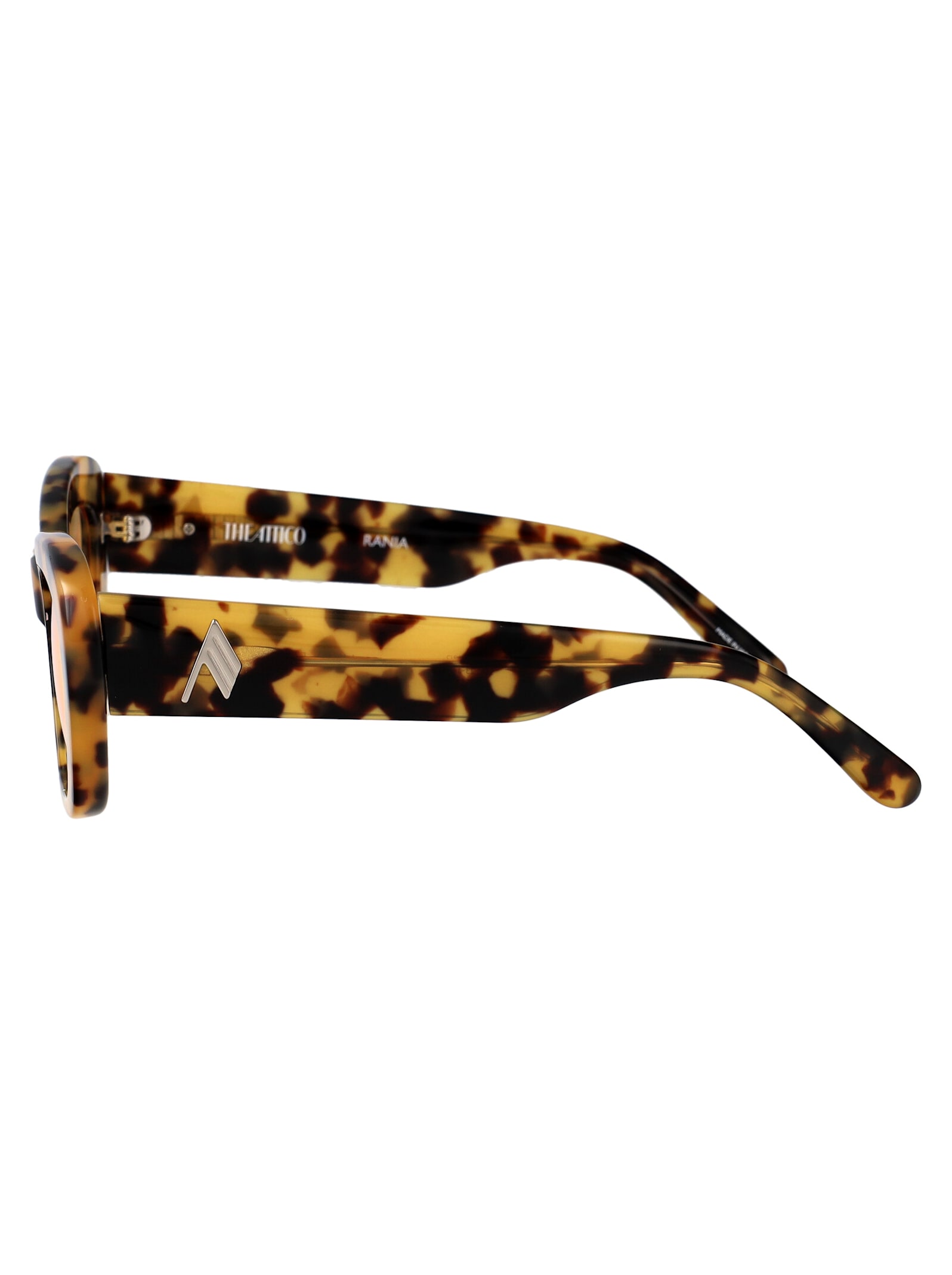 Attico The  Rectangle Frame Sunglasses In T-shell/silver/yellow