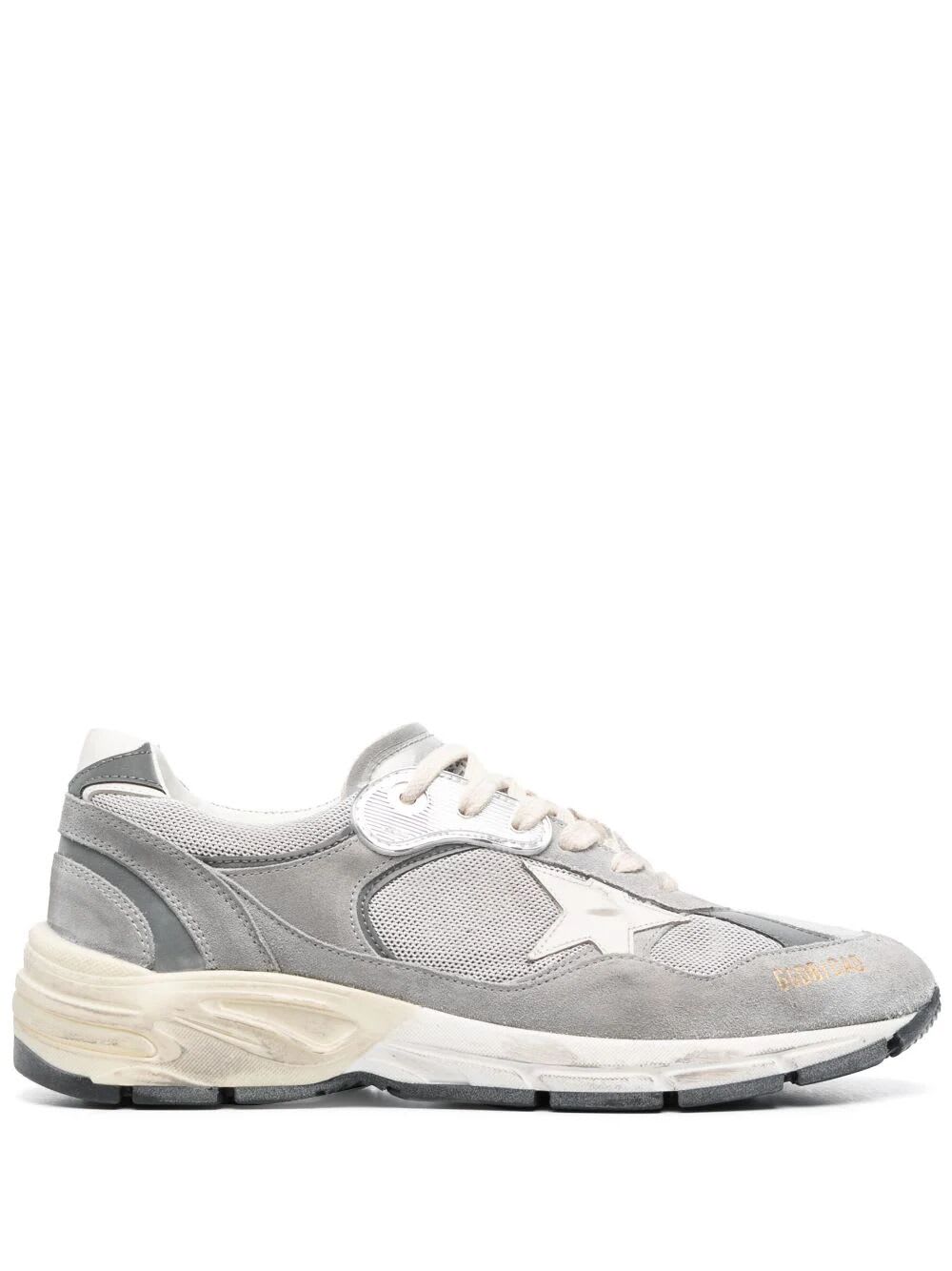 Shop Golden Goose Running Dad Sneakers In Grey Silver White