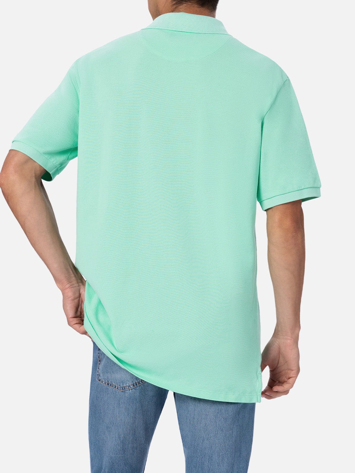 MC2 SAINT BARTH MAN WATER GREEN COTTON PIQUET POLO SHIRT BEVERLY HILLS
