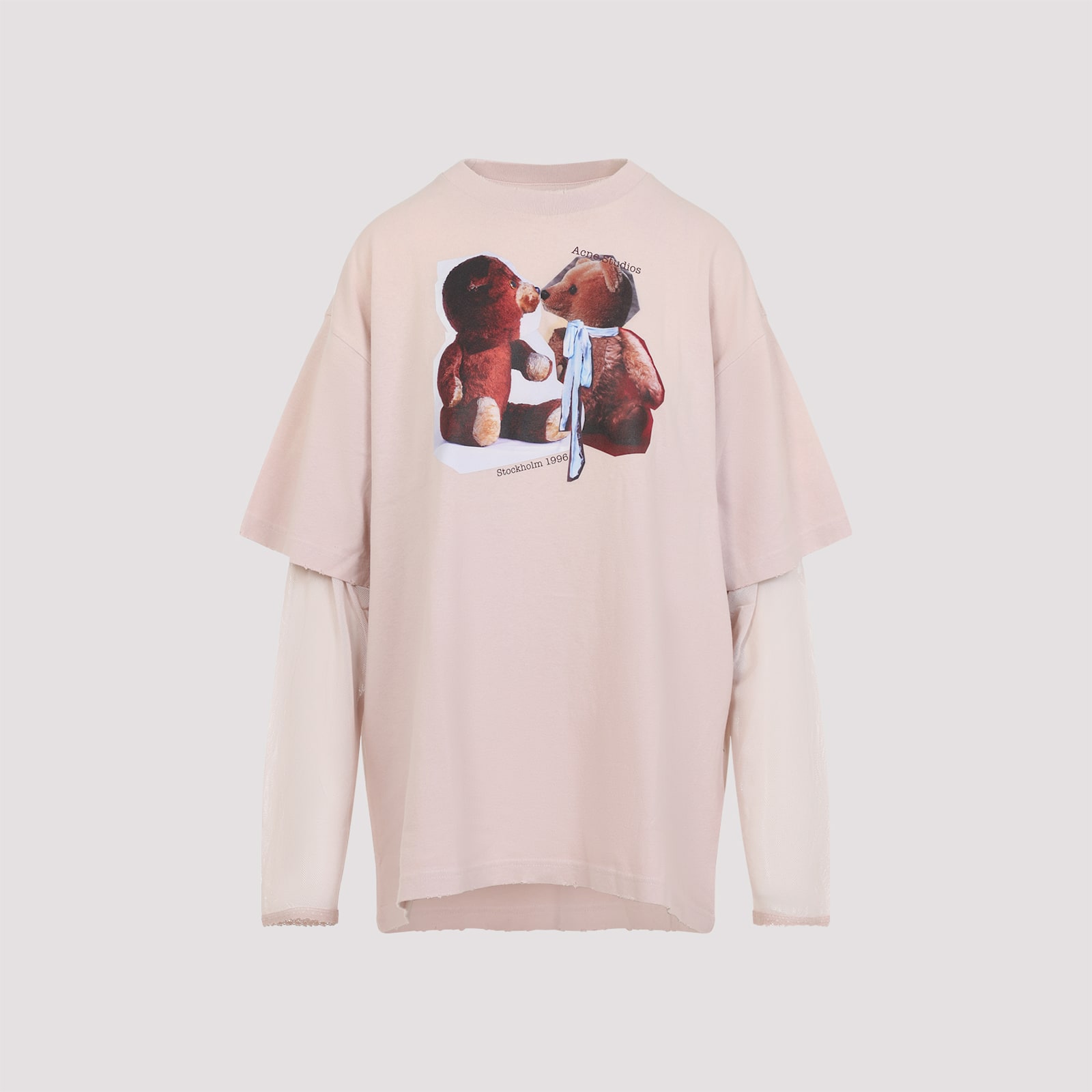Acne Studios Pink Violet Layered T-shirt With Print In Pink