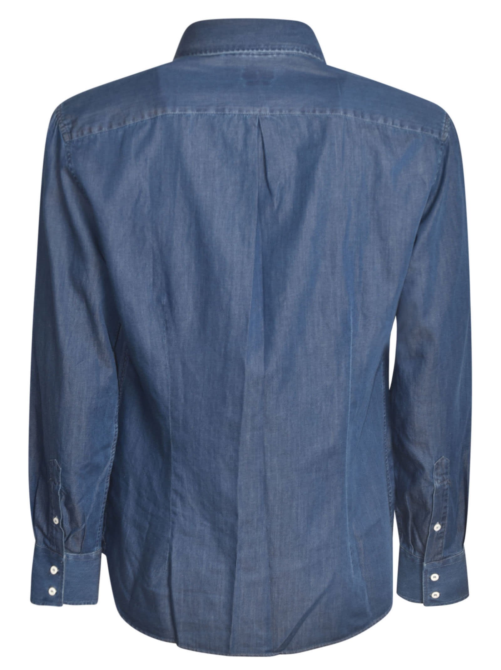 Shop Brunello Cucinelli Long-sleeved Buttoned T-shirt In Denim Scuro
