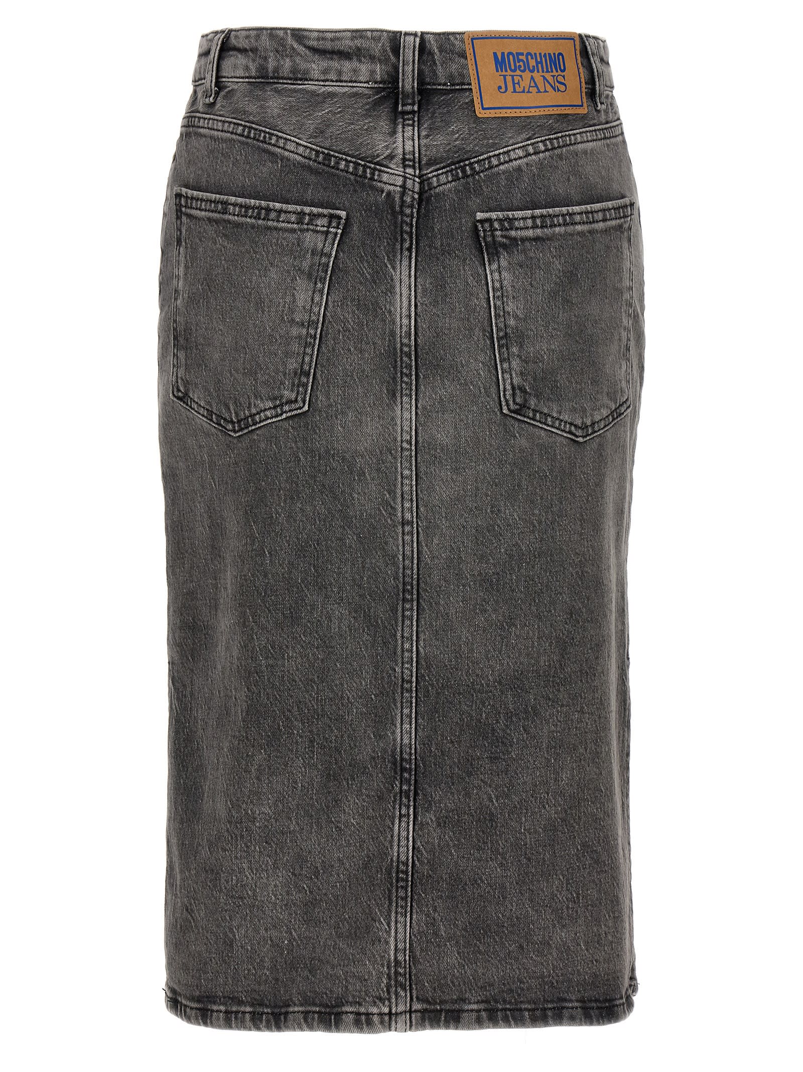 M05ch1n0 Jeans Denim Skirt In Grey