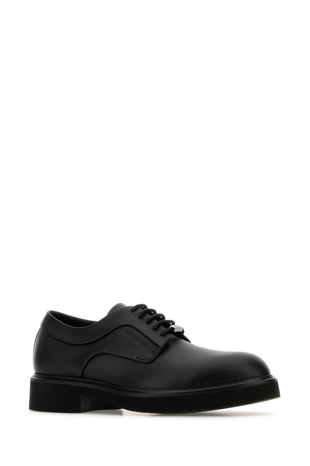 Shop Ferragamo Black Leather Cervantes Lace-up Shoes In Neroneronero