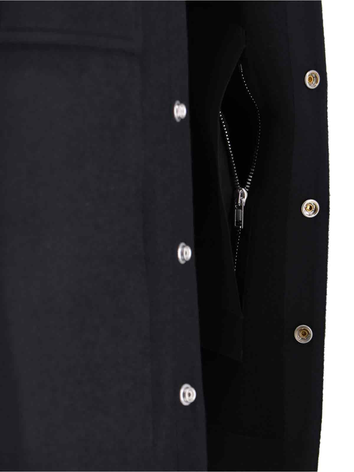 Rick Owens Structured Black Jacket With Classic Collar And Snap Closure In Black