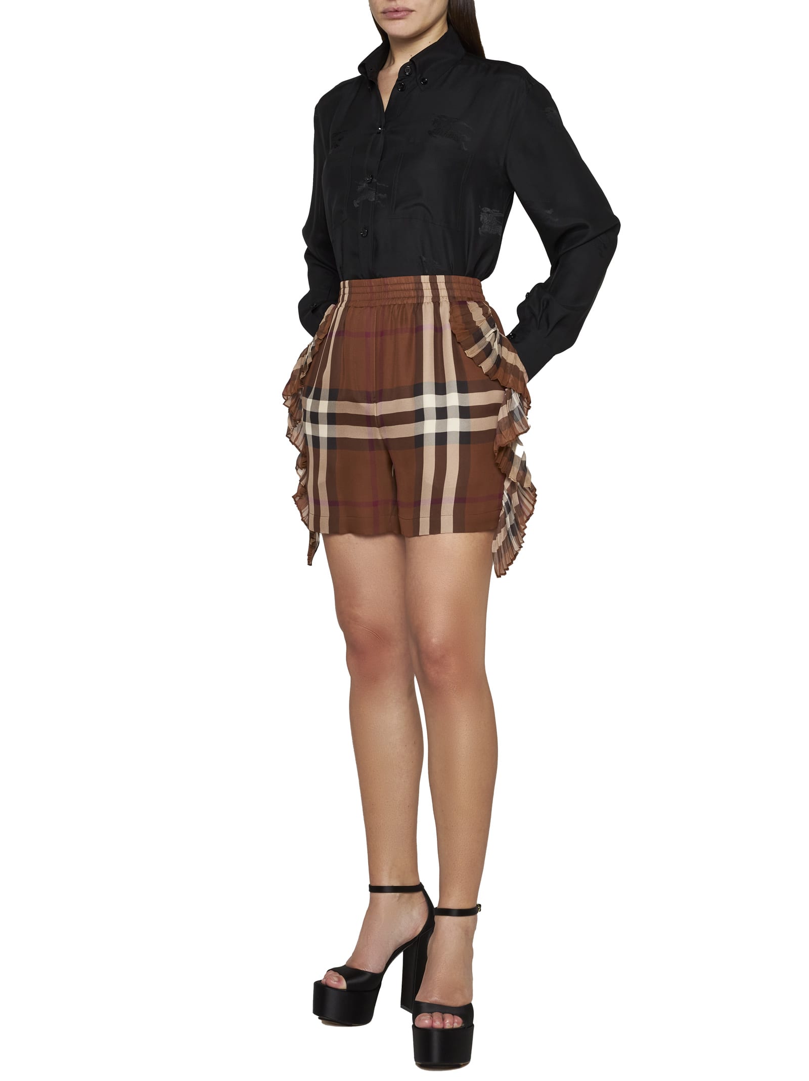 Shop Burberry Chiara Shorts In Dark Brich Brown