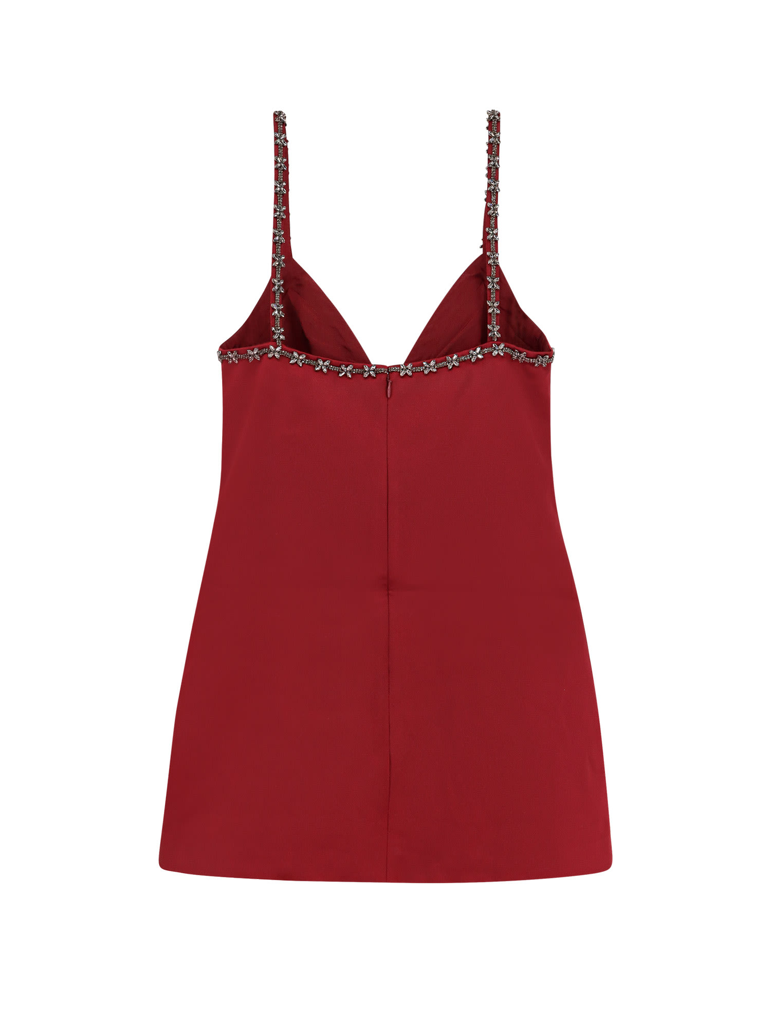 Self-portrait Self Portrait Women Satin Mini Dress With Jewel Details In Red